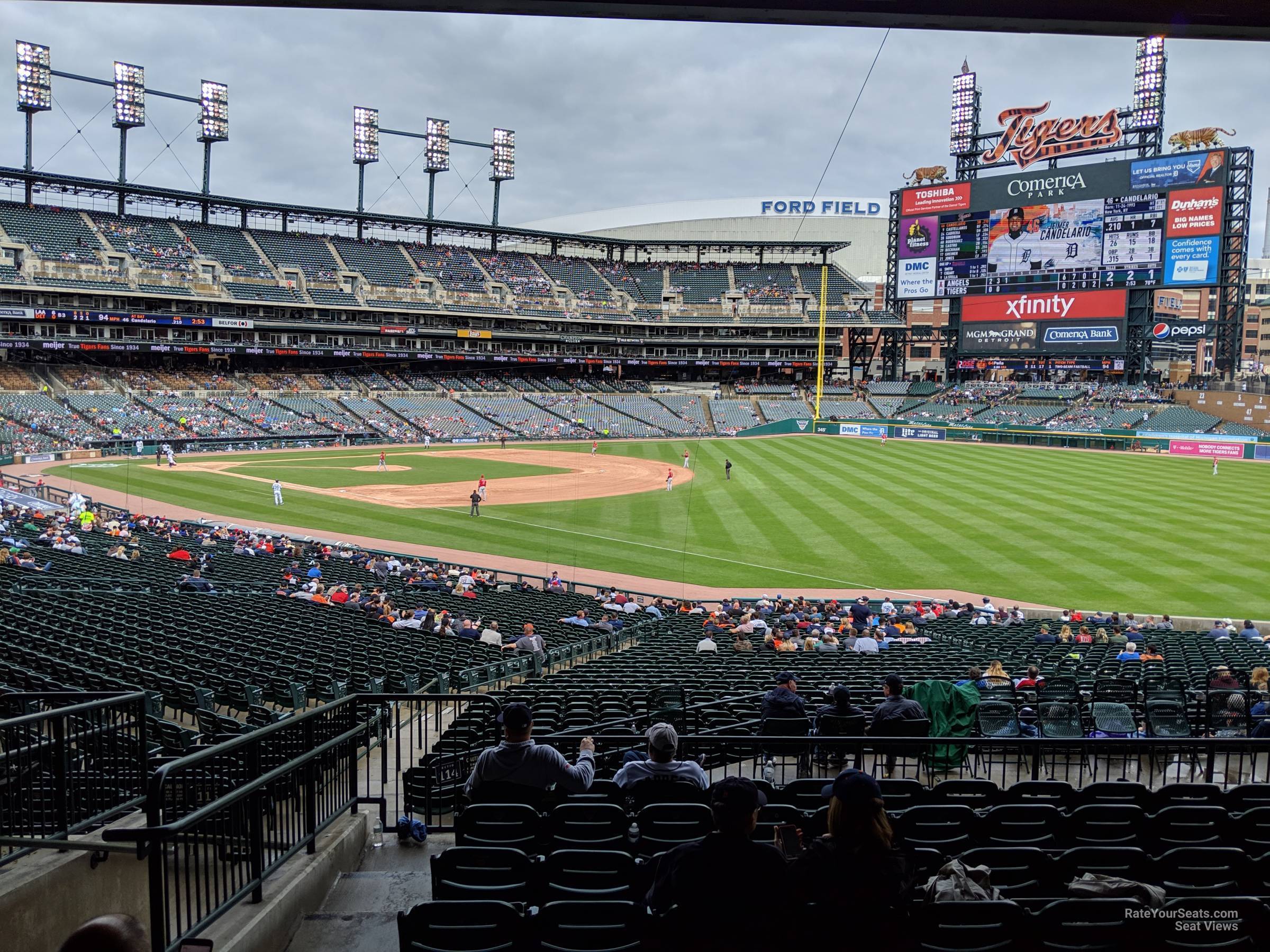 section 114, row 45 seat view  for baseball - comerica park