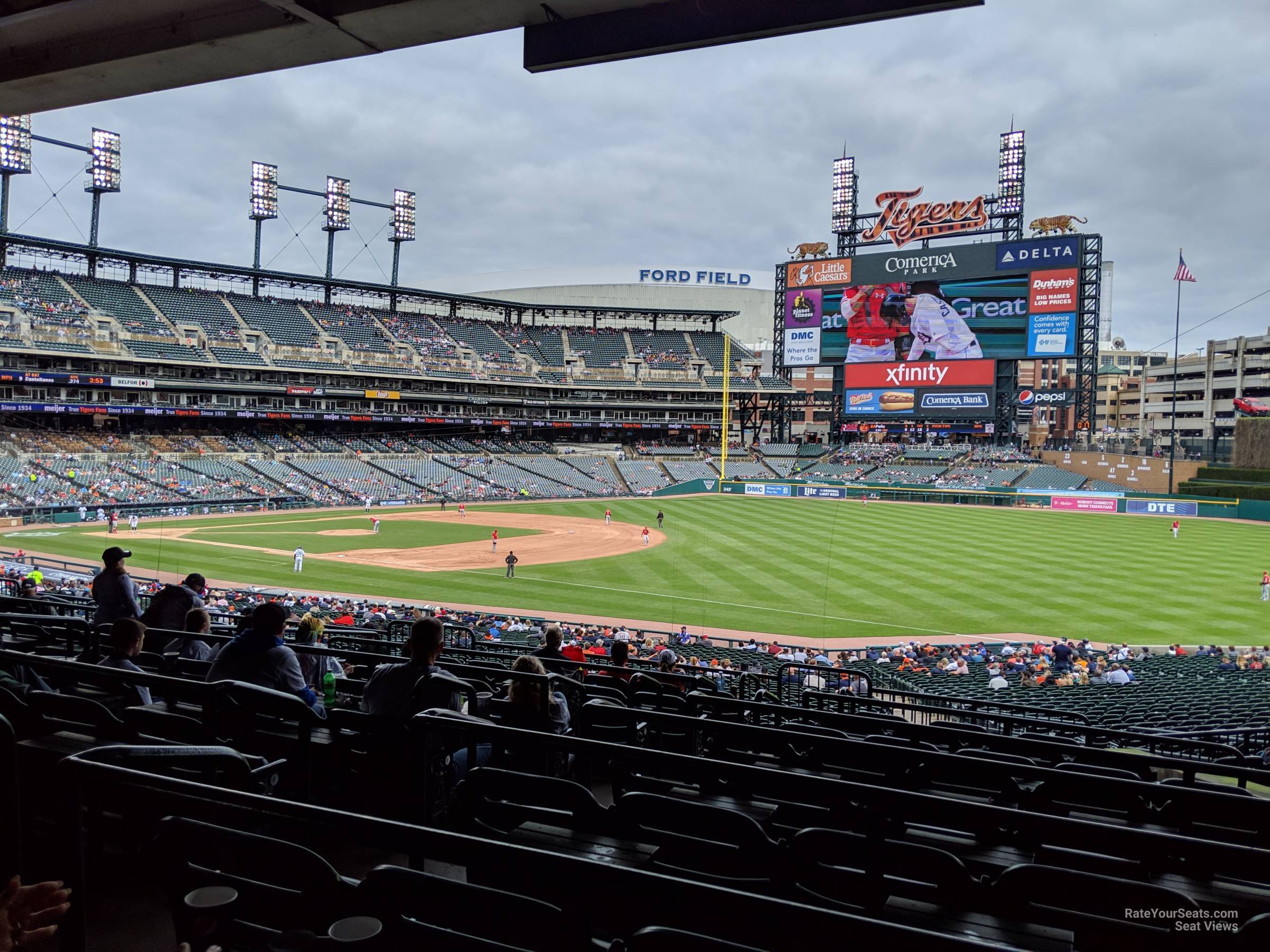terrace 116, row h seat view  for baseball - comerica park