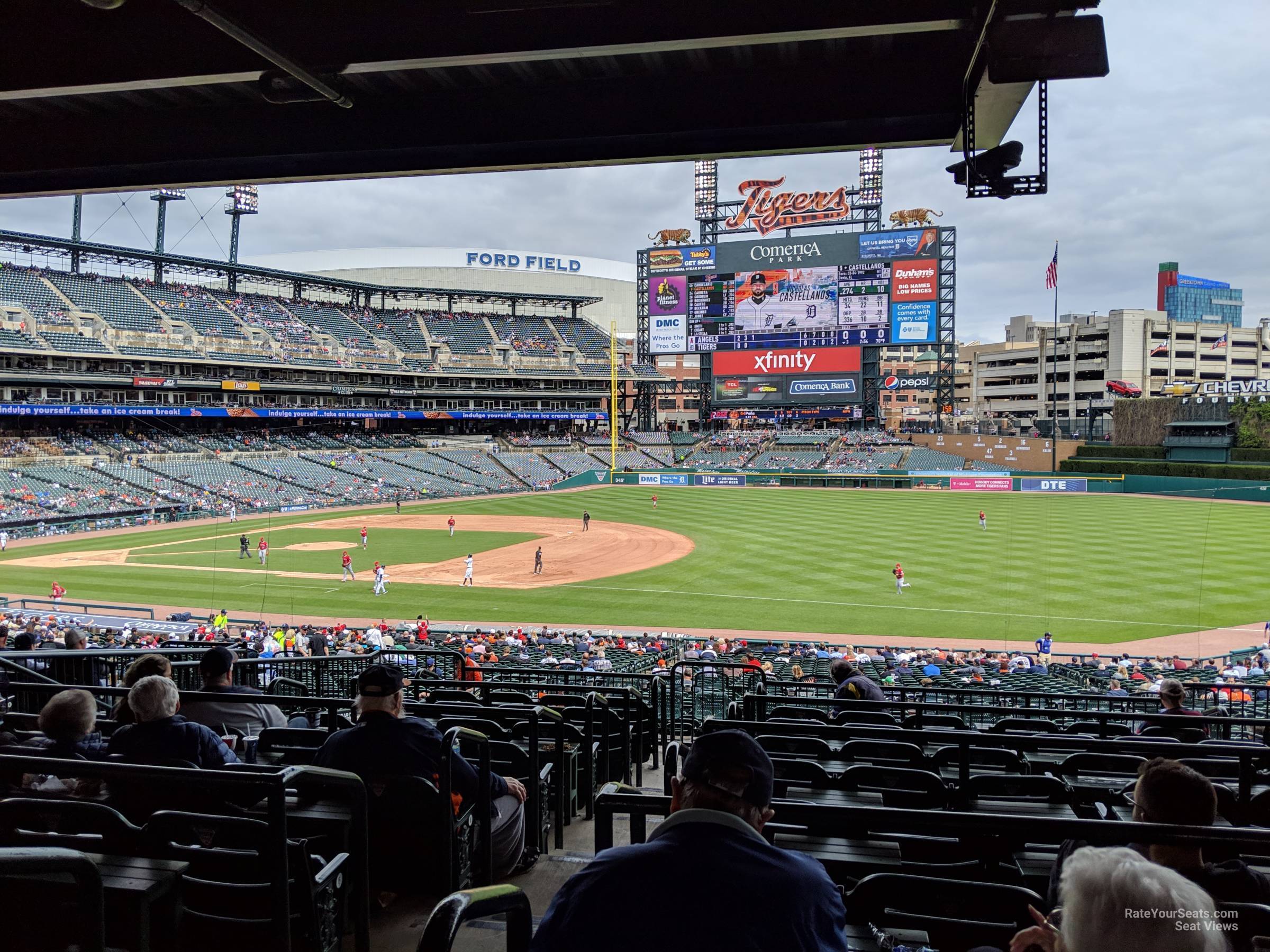 terrace 117, row h_1 seat view  for baseball - comerica park