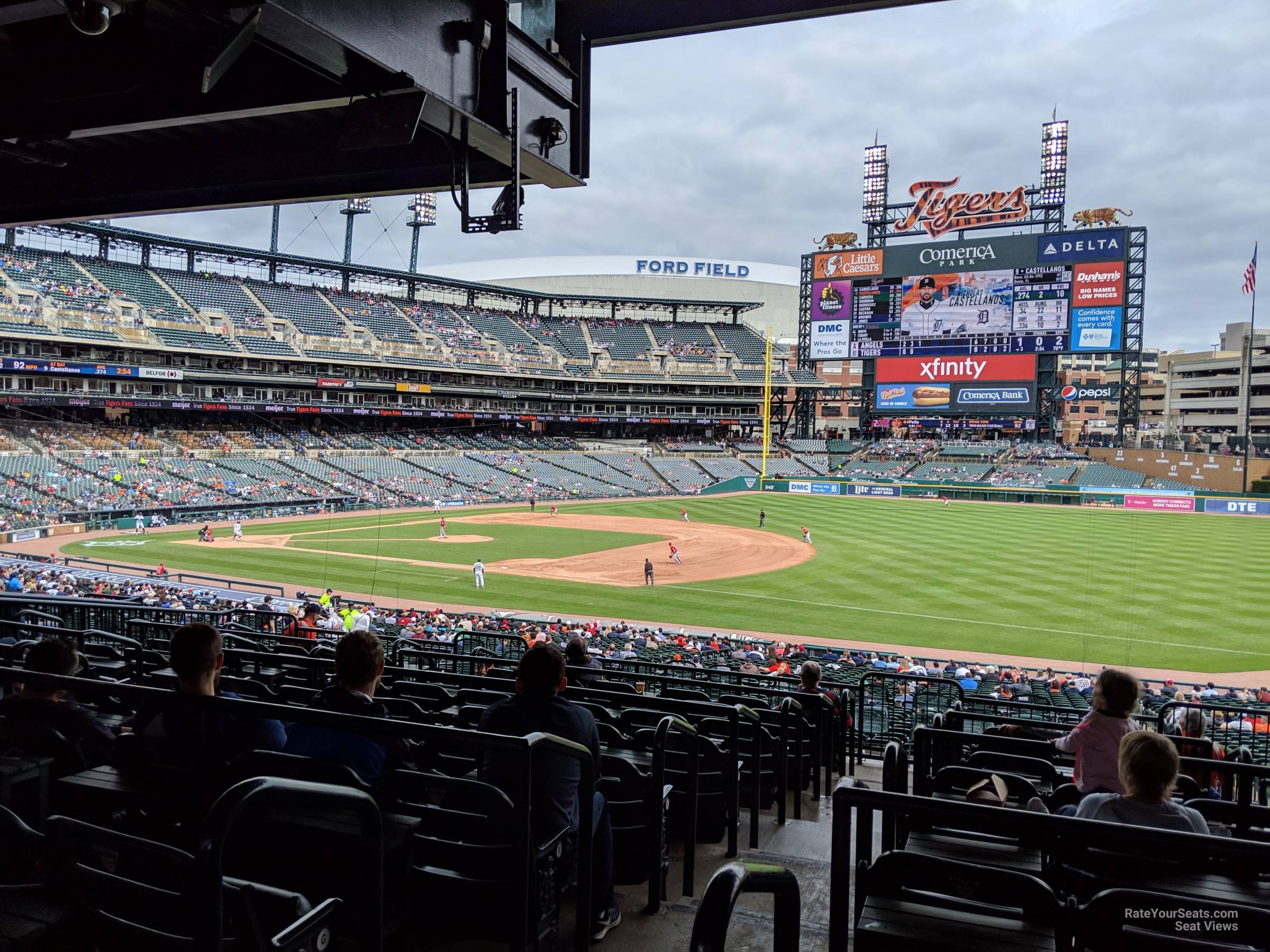 terrace 117, row h_2 seat view  for baseball - comerica park