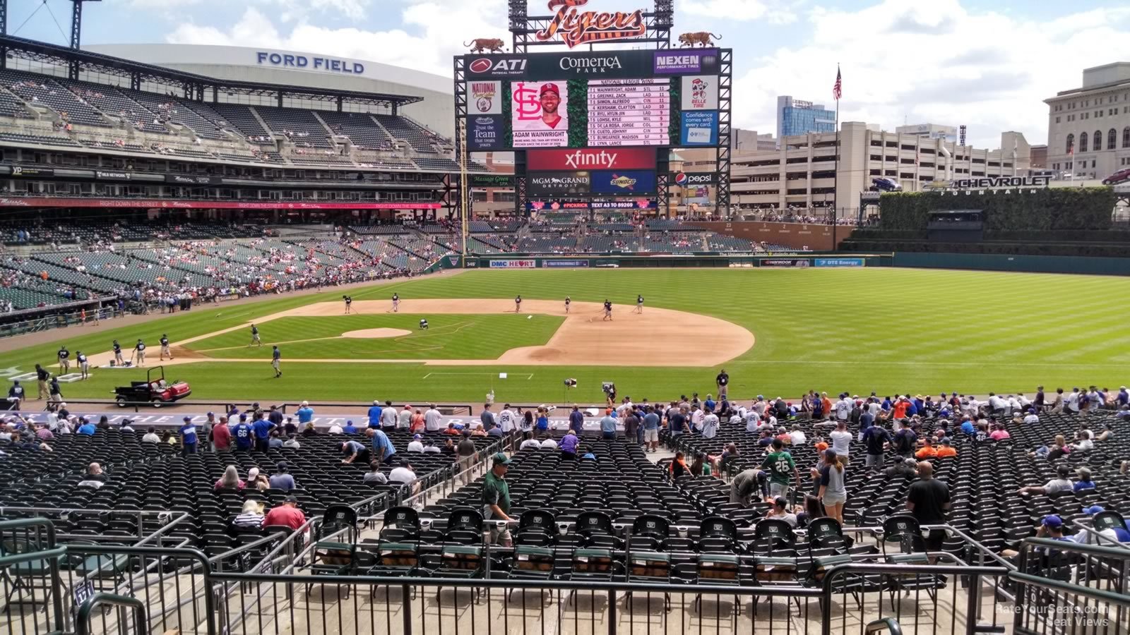 tiger den 1, row h seat view  for baseball - comerica park