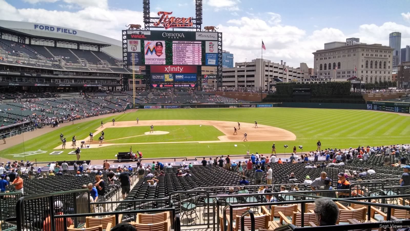 tiger den 3 seat view  for baseball - comerica park