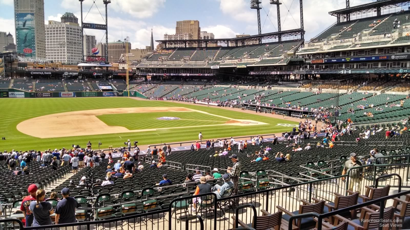 tiger den 22, row h seat view  for baseball - comerica park