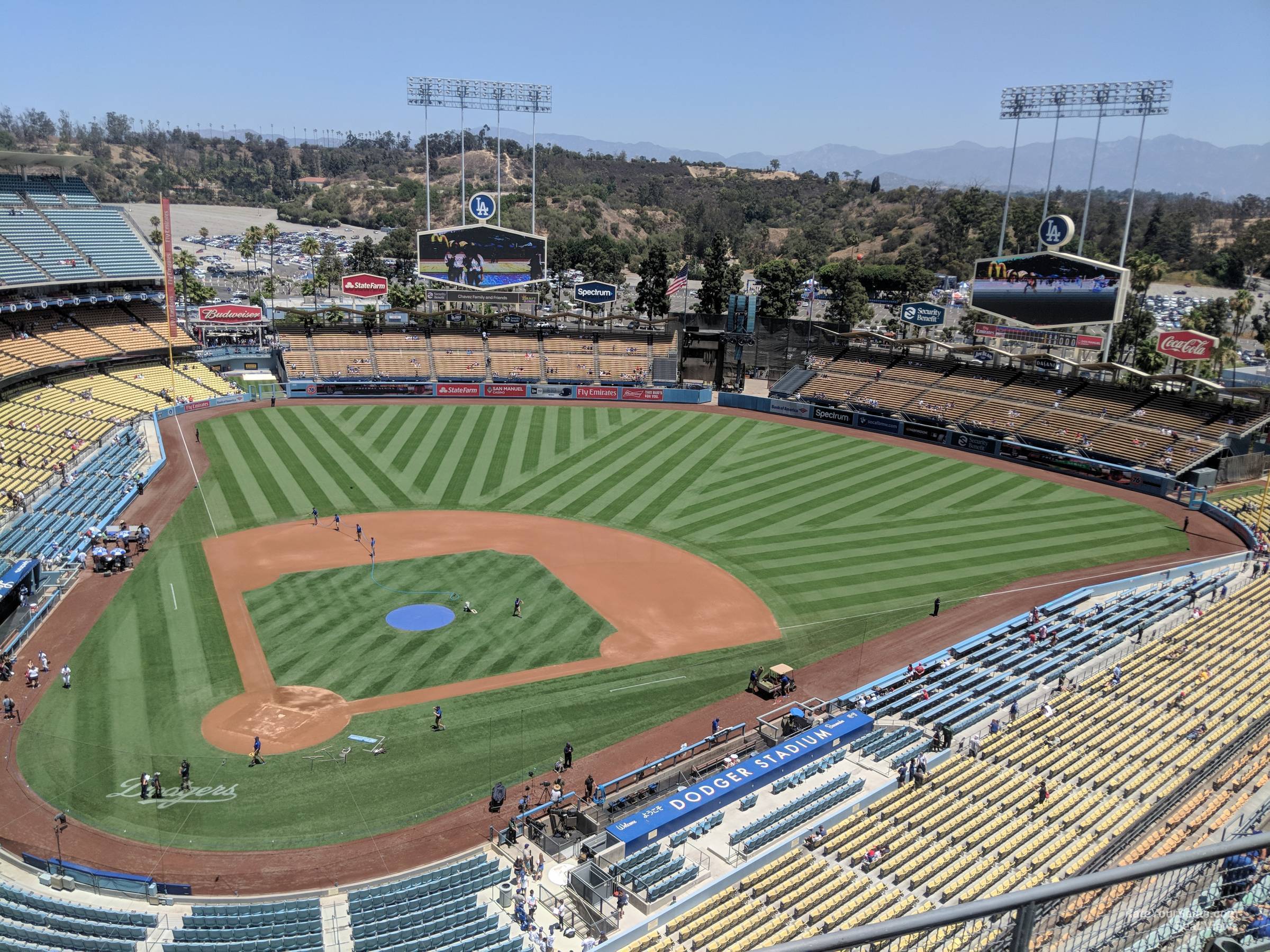 top deck 8, row d seat view for baseball - dodger stadium