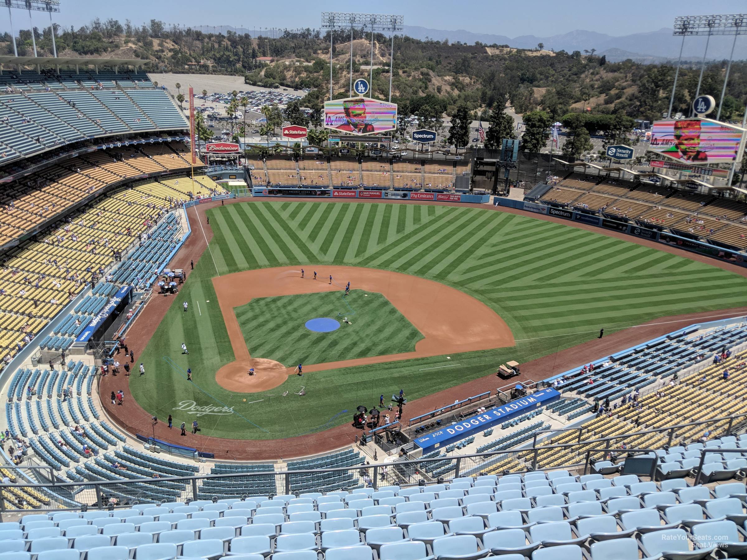 top deck 8, row n seat view for baseball - dodger stadium