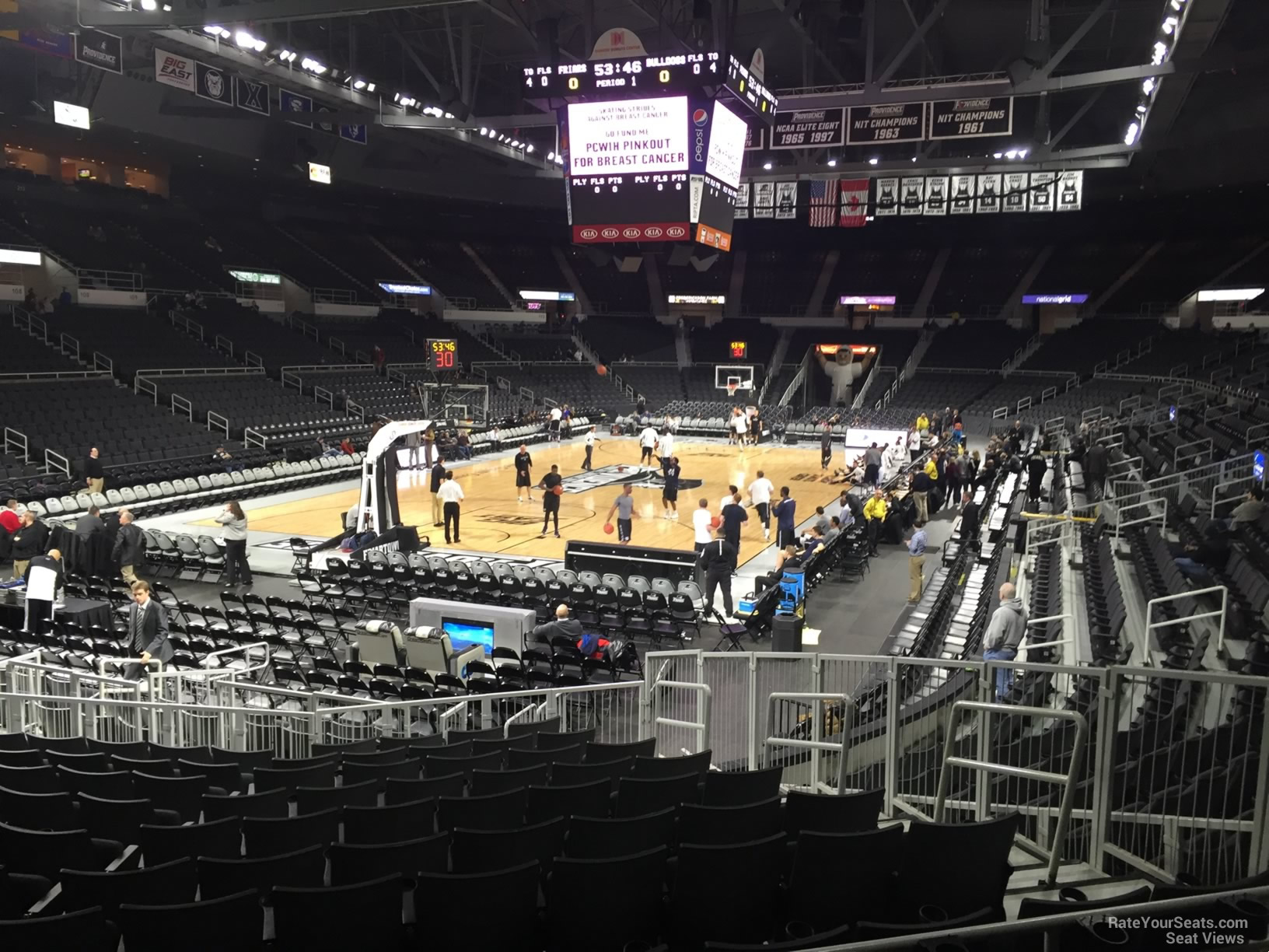 section 127, row d seat view  for basketball - amica mutual pavilion