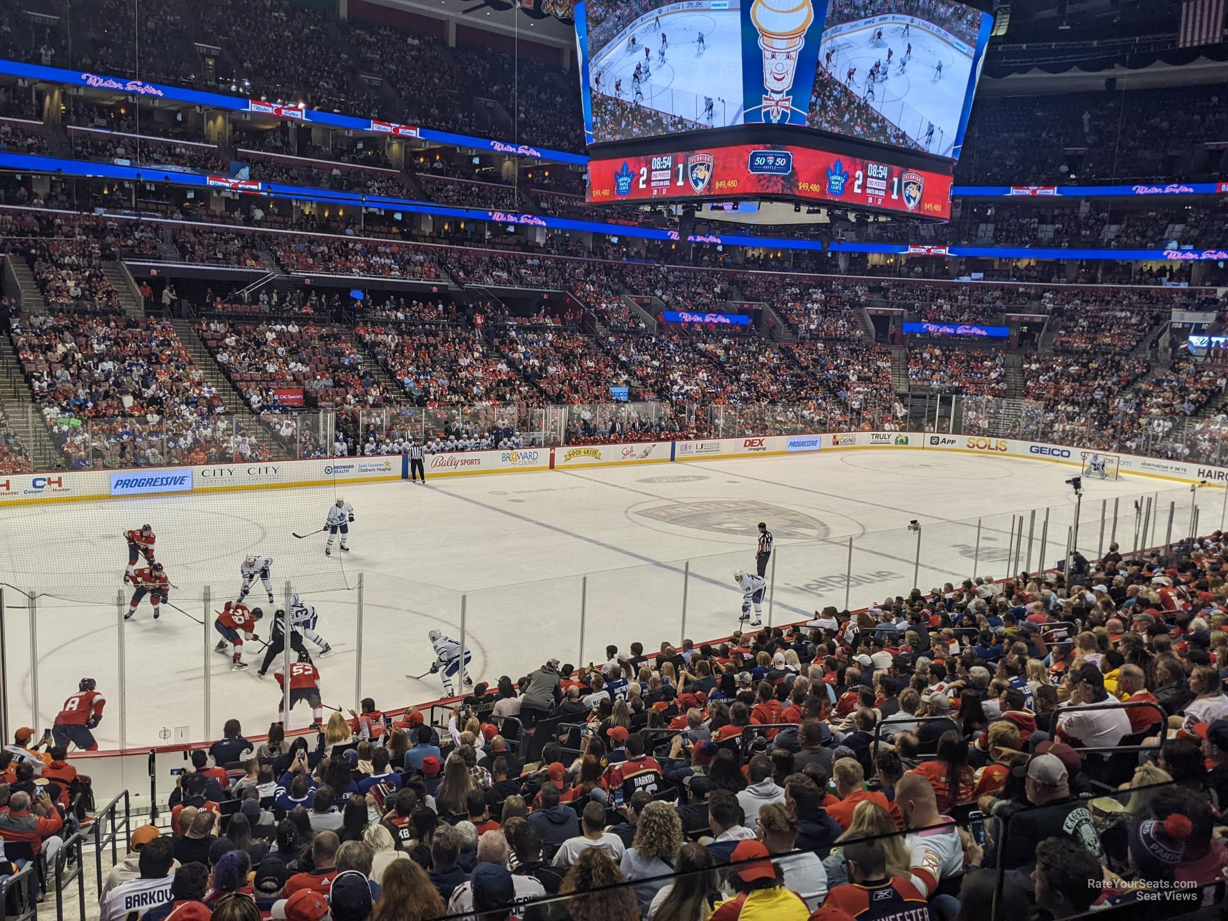 section 121, row 18 seat view  for hockey - fla live arena