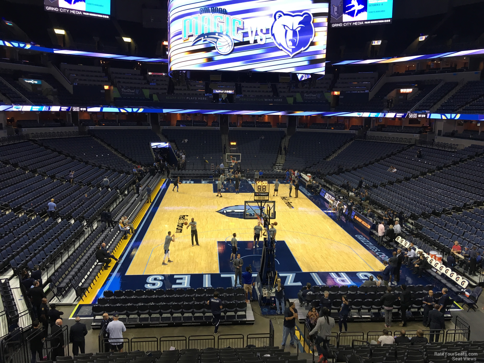 FedEx Forum with model 4.12.18.8 Citation fixed stadium and model  51.12.66.8 Marquee suite seating and telescoping stands with nose mount  Citation chairs manufactured by Irwin Seating Company