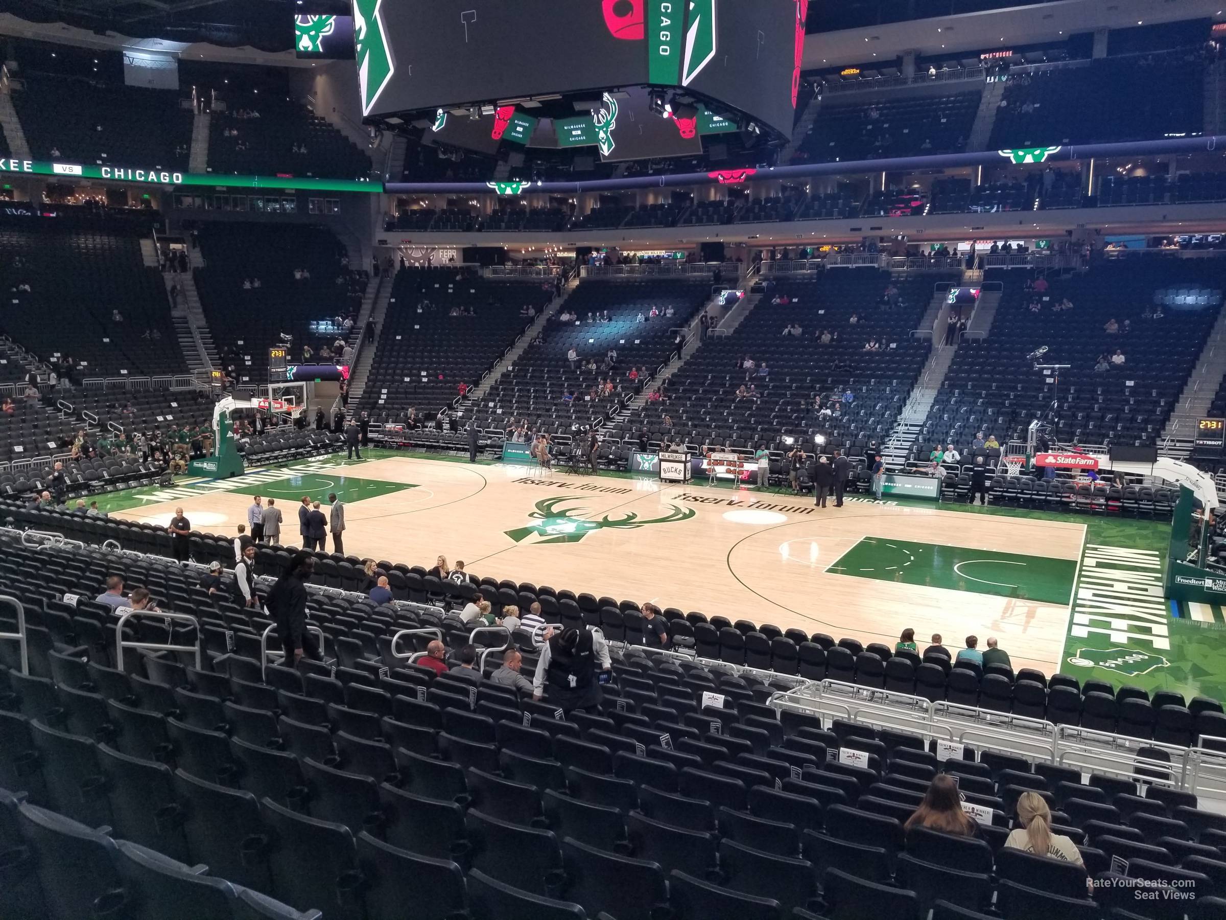 section 105, row 16 seat view  for basketball - fiserv forum