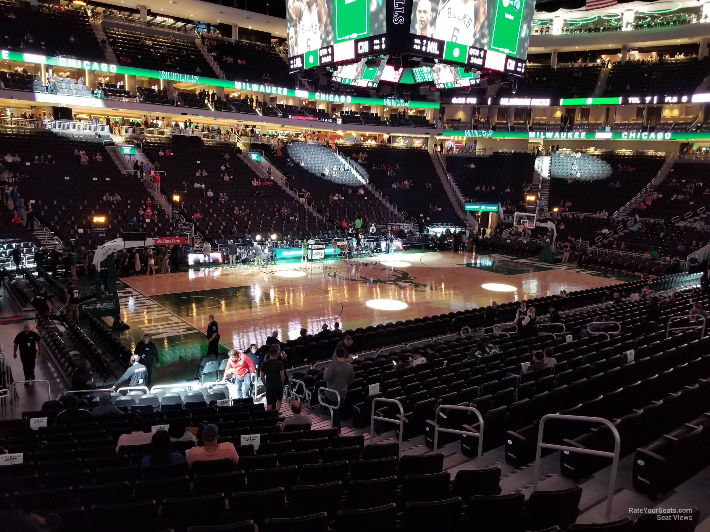 section 108, row 16 seat view  for basketball - fiserv forum