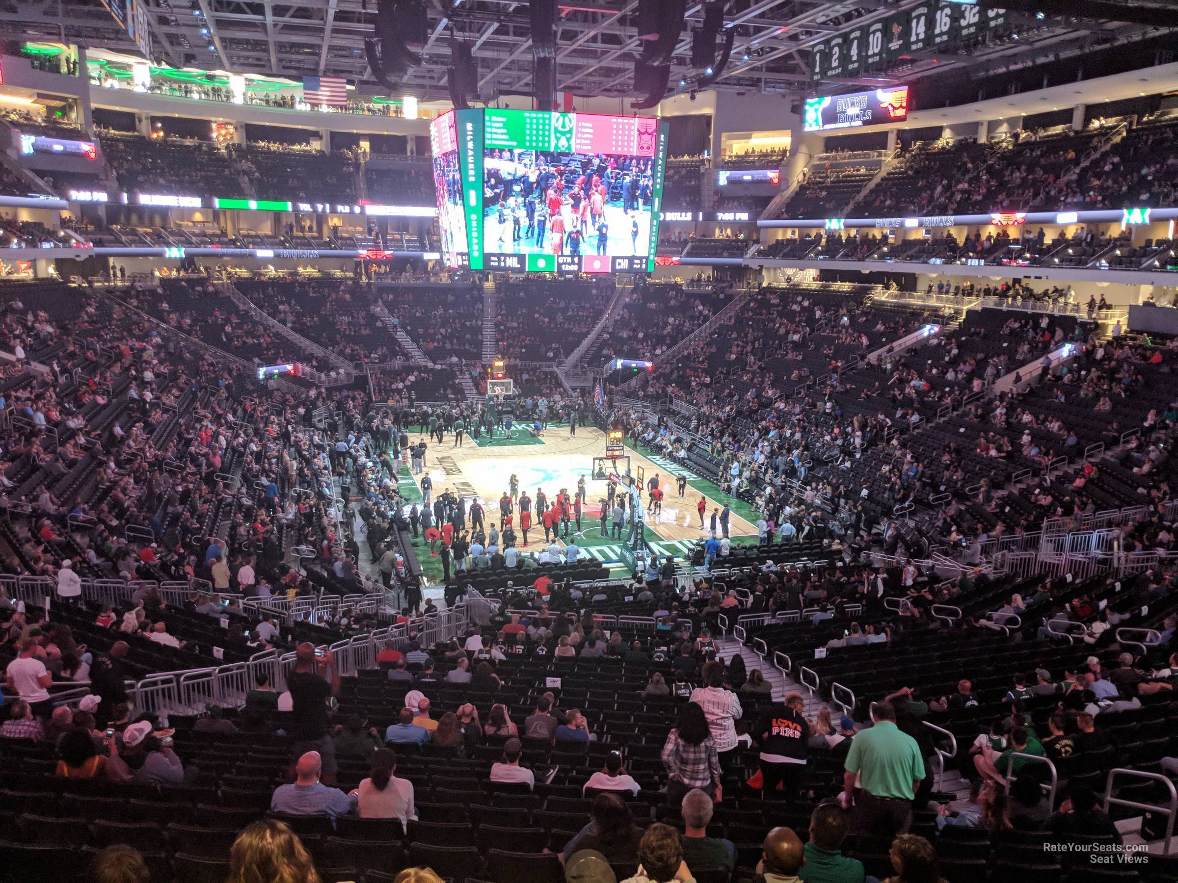 section 113, row 34 seat view  for basketball - fiserv forum