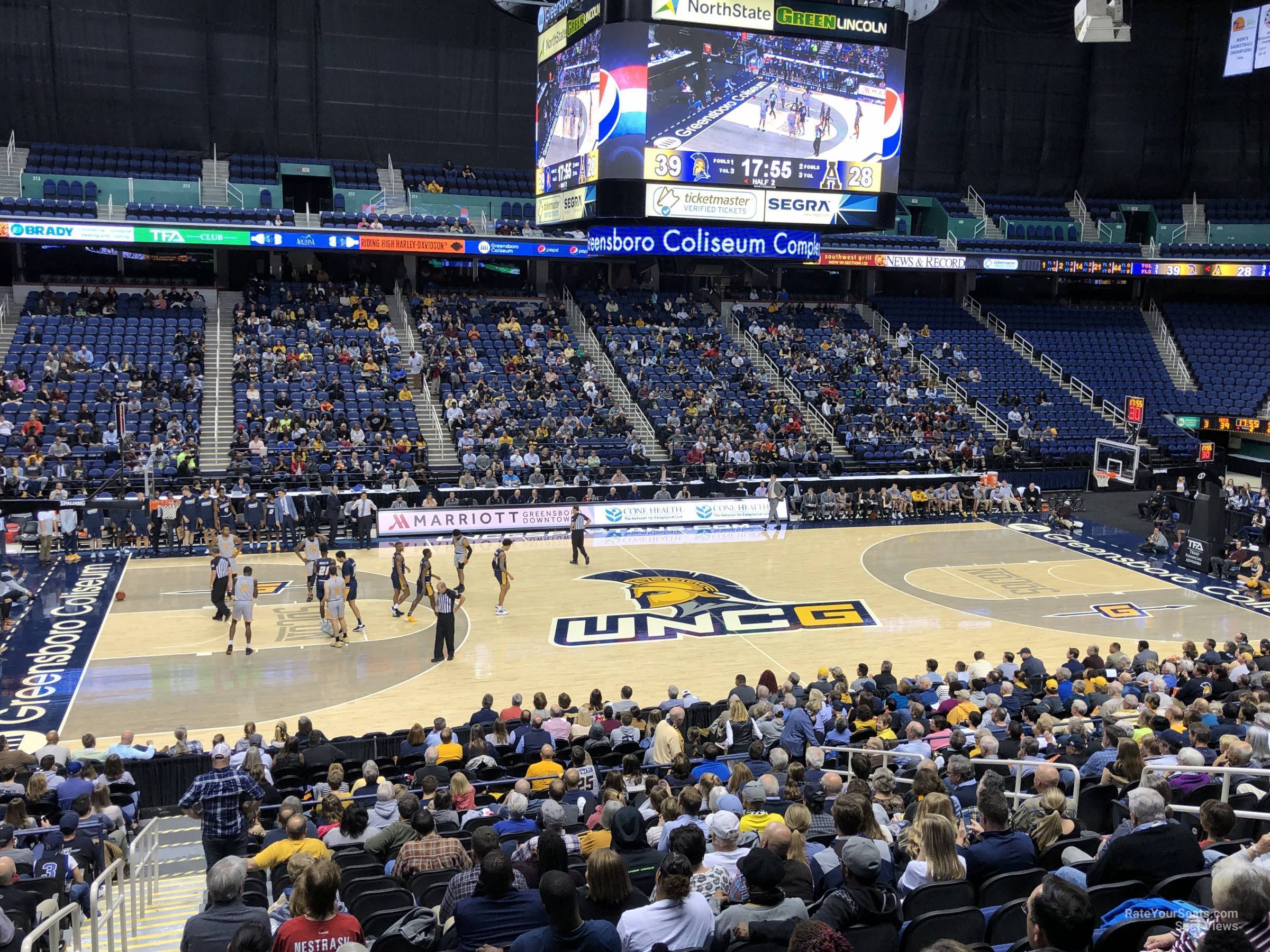 section 124, row ss seat view  for basketball - greensboro coliseum