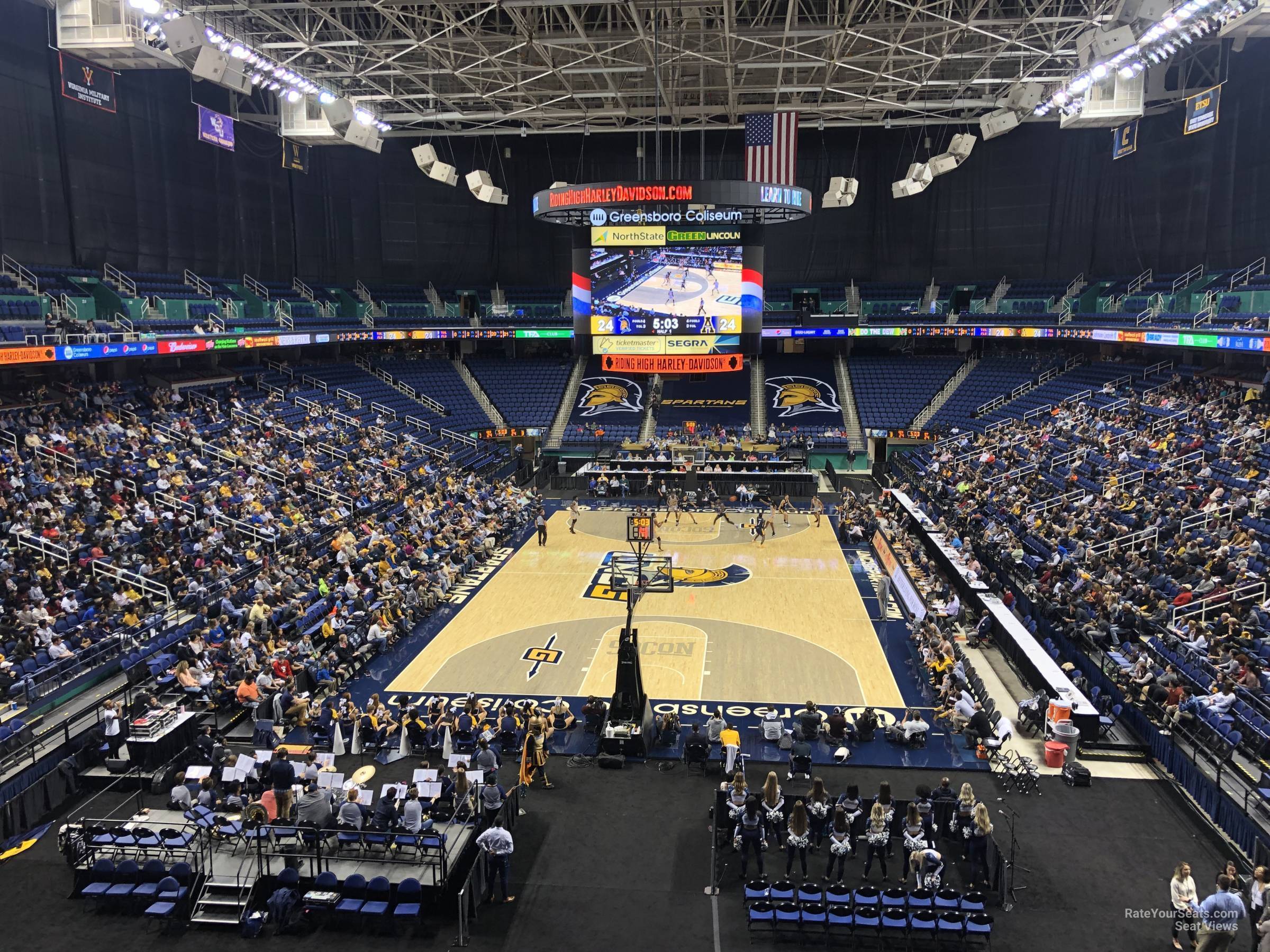 section 201, row a seat view  for basketball - greensboro coliseum