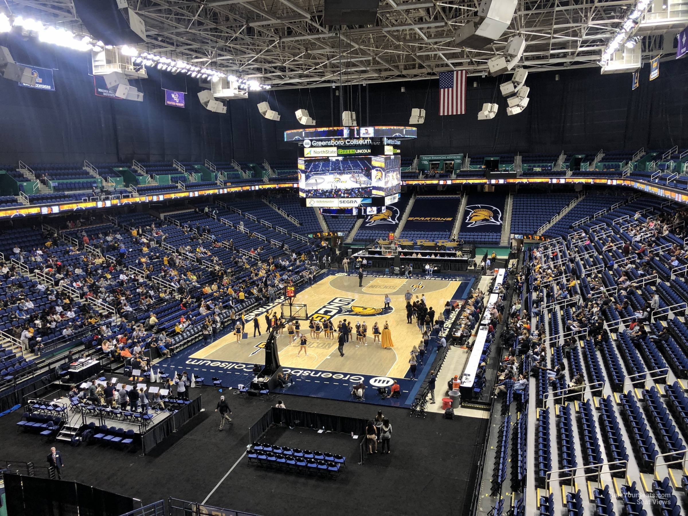 section 203, row e seat view  for basketball - greensboro coliseum