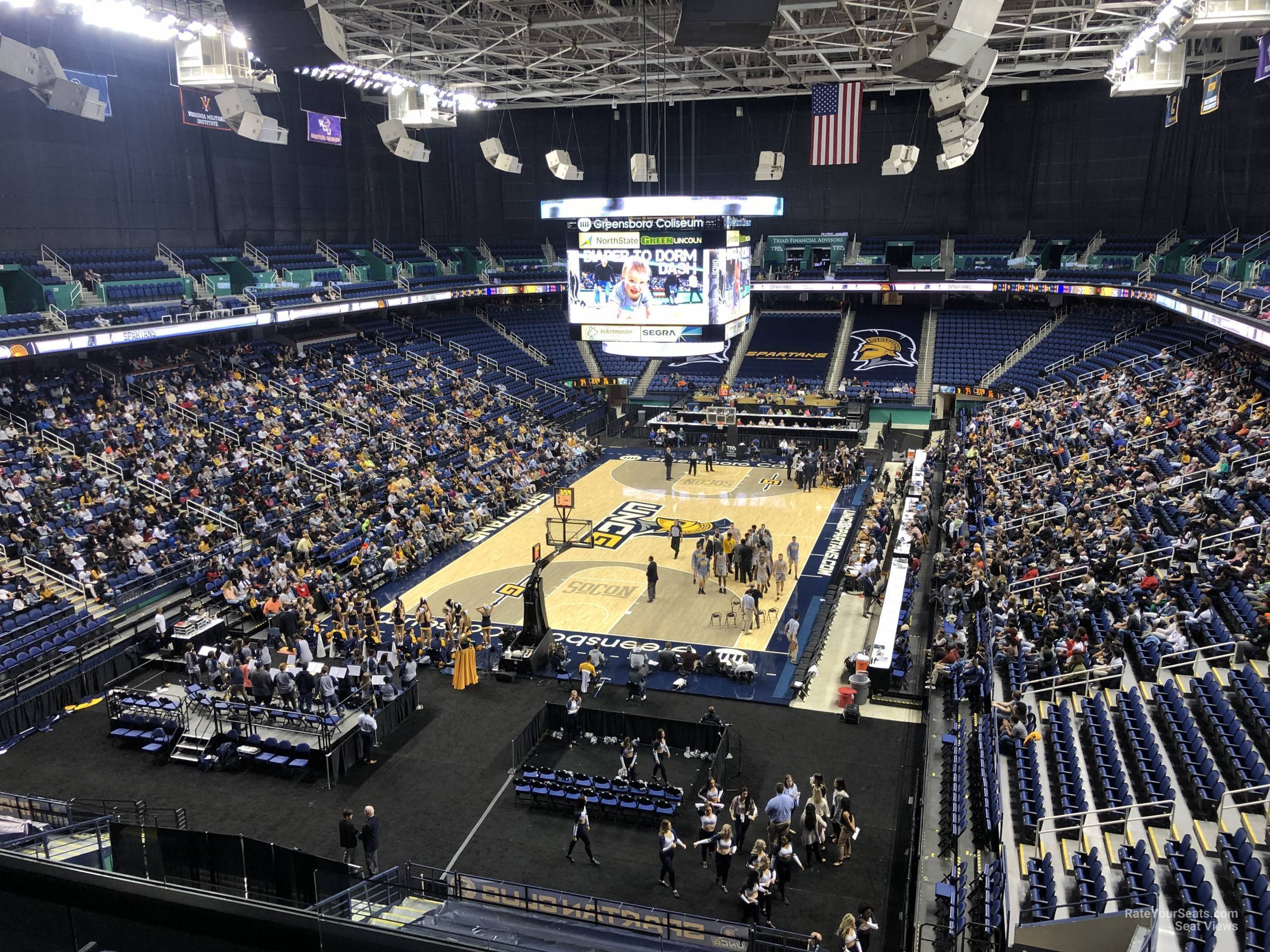 section 203, row g seat view  for basketball - greensboro coliseum