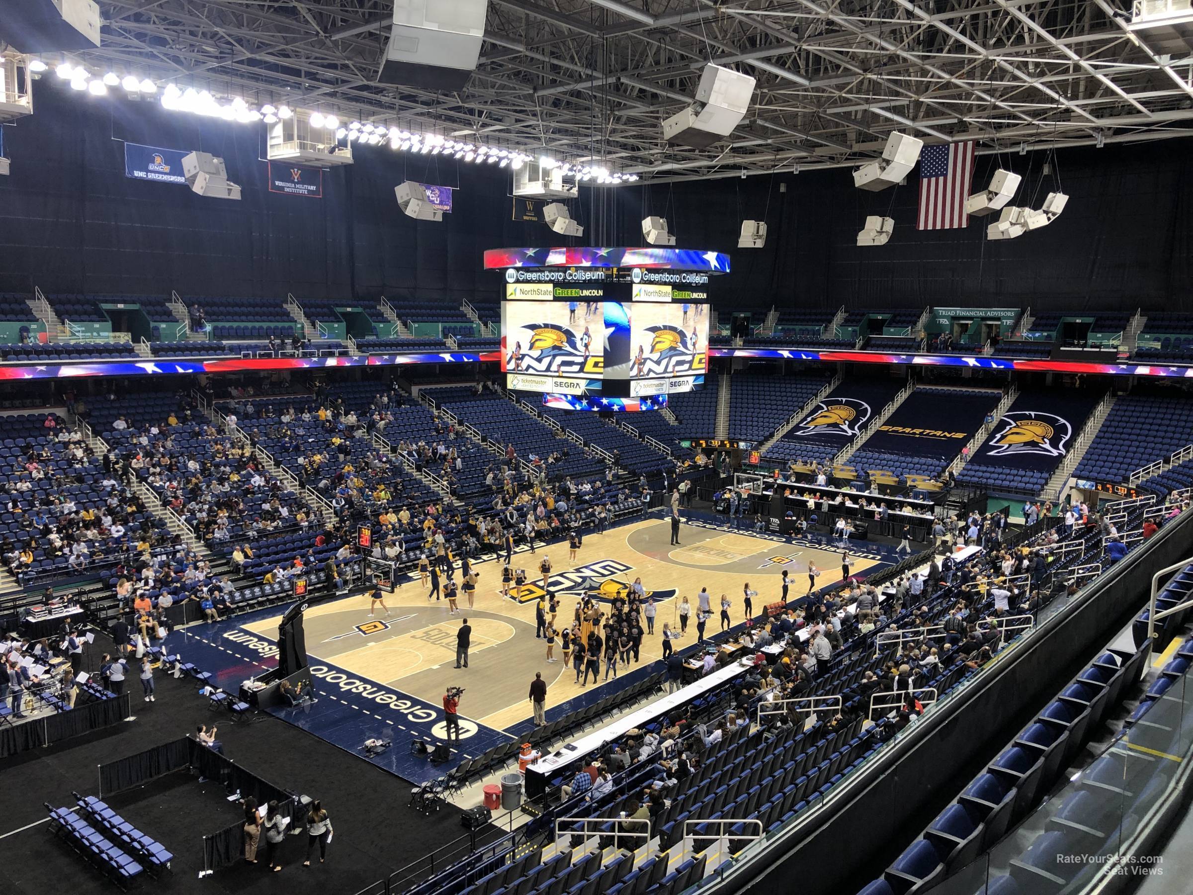 section 206, row e seat view  for basketball - greensboro coliseum