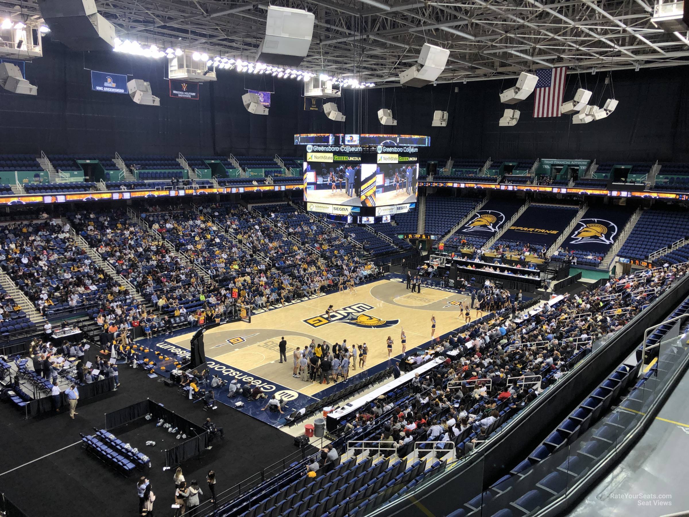 section 206, row g seat view  for basketball - greensboro coliseum
