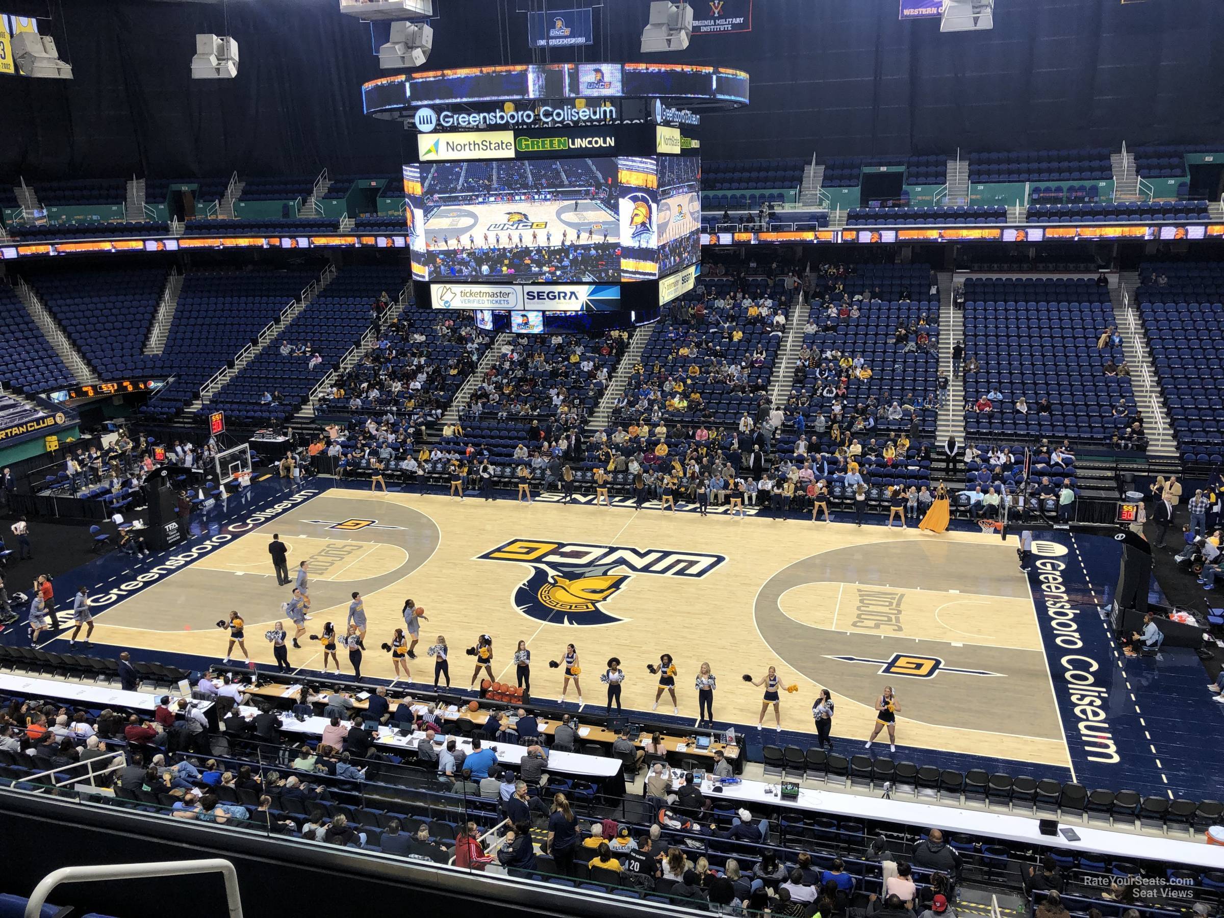 section 212, row e seat view  for basketball - greensboro coliseum