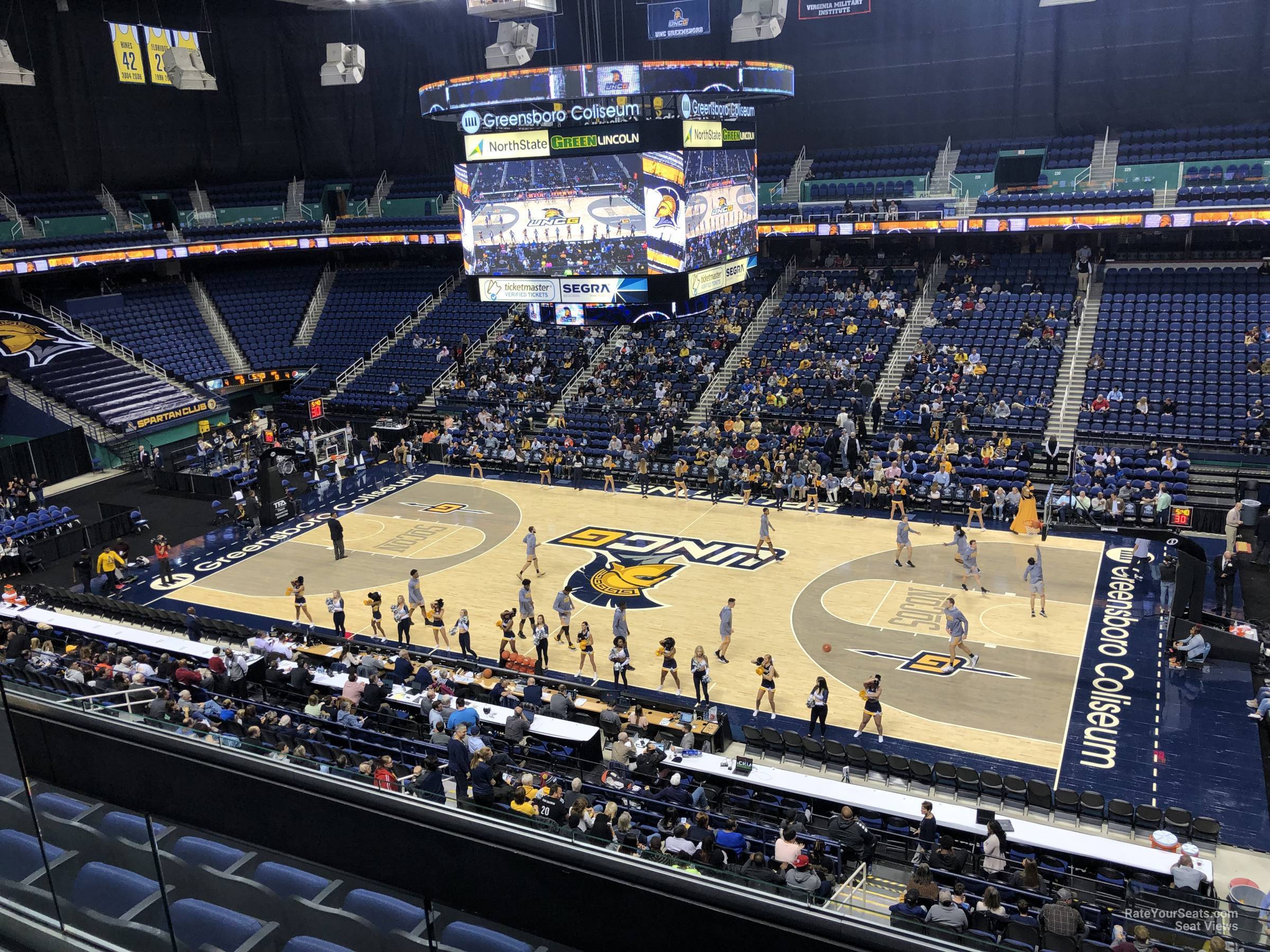 section 213, row e seat view  for basketball - first horizon coliseum