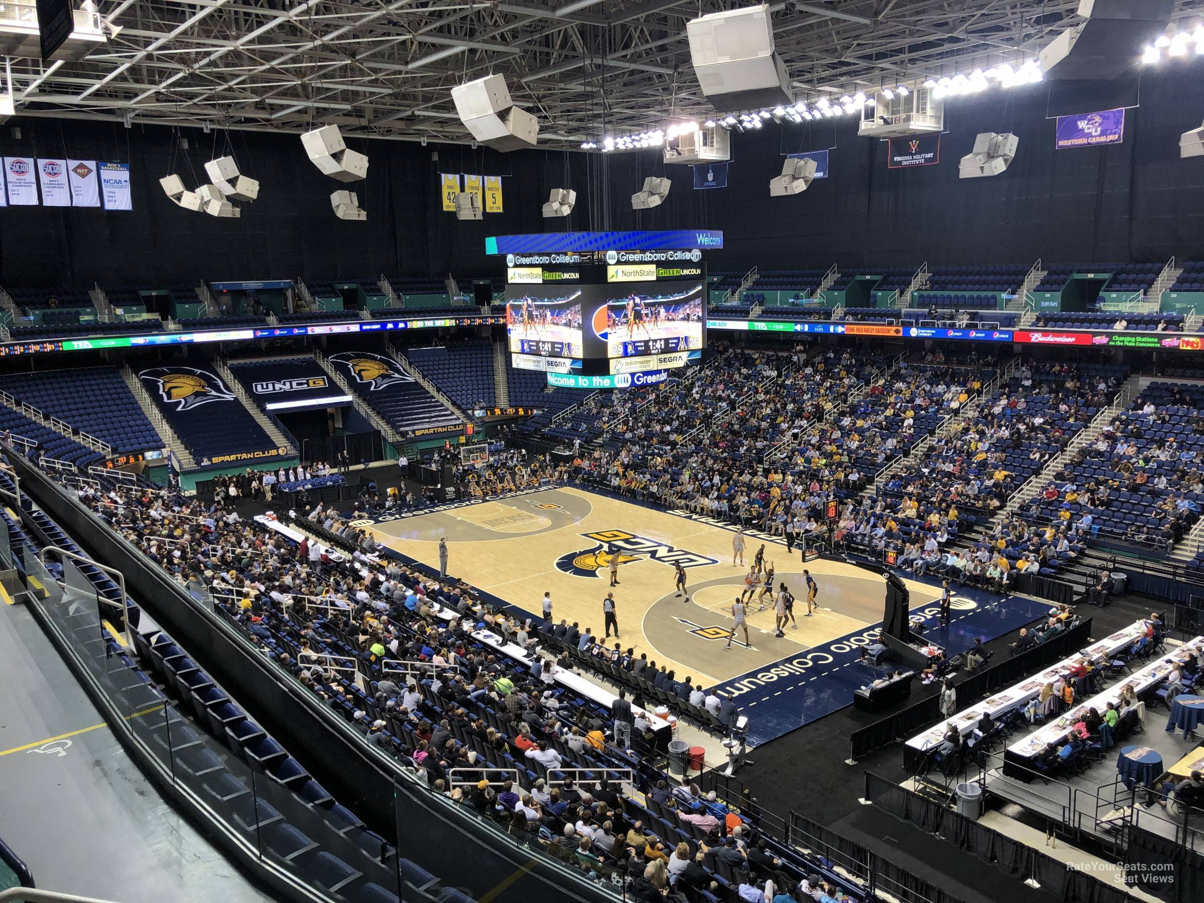 section 216, row g seat view  for basketball - greensboro coliseum