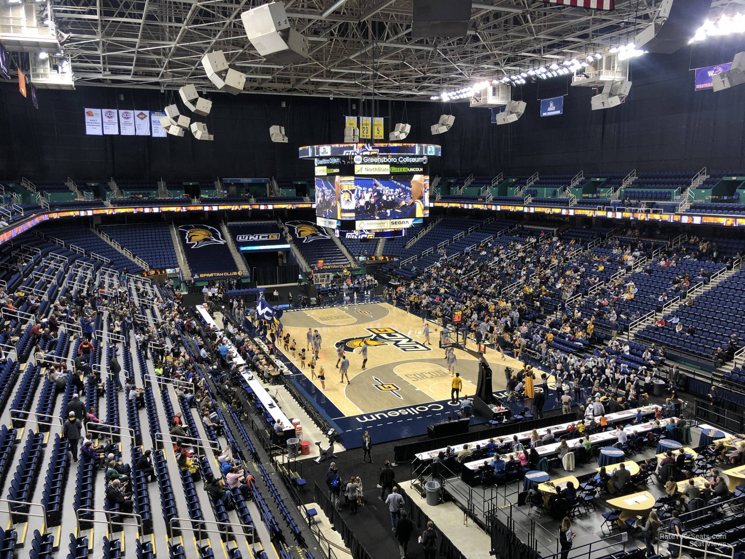 section 218, row e seat view  for basketball - first horizon coliseum