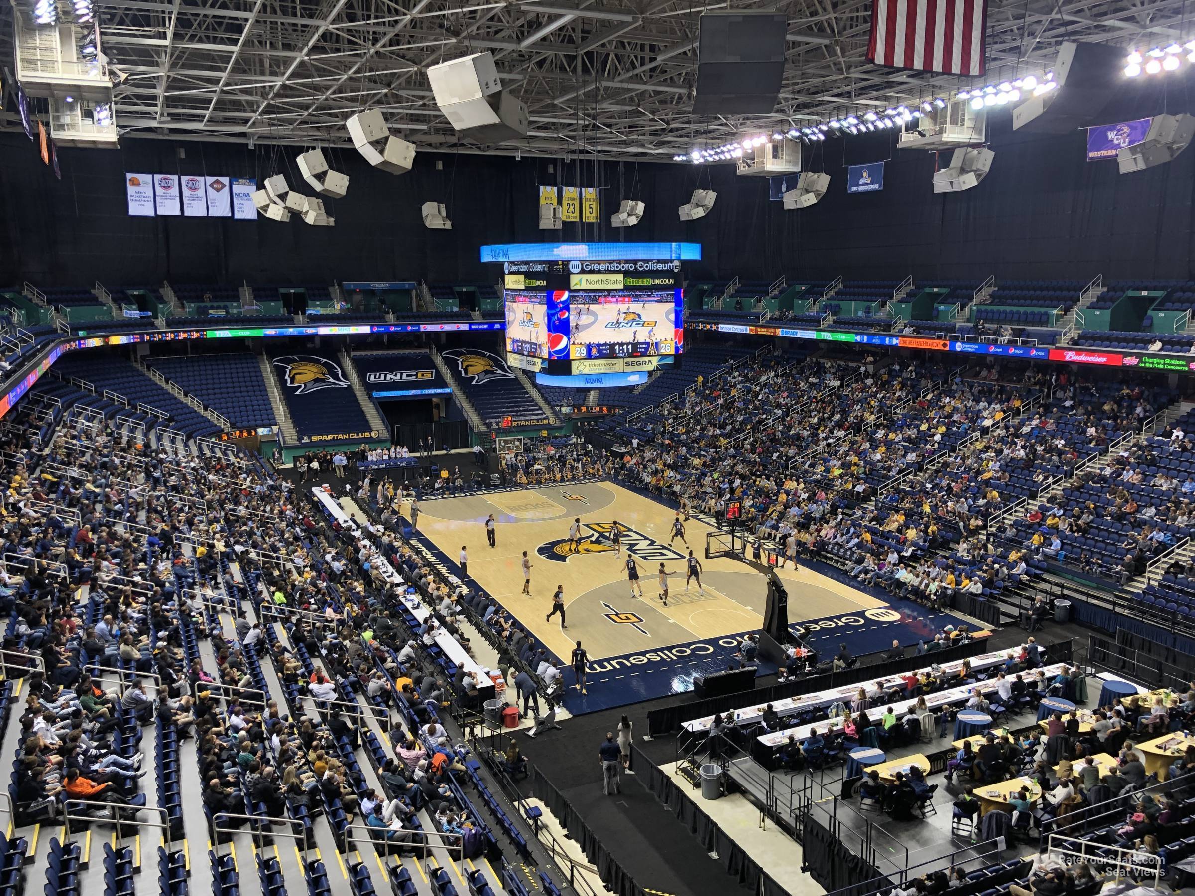 section 218, row g seat view  for basketball - first horizon coliseum