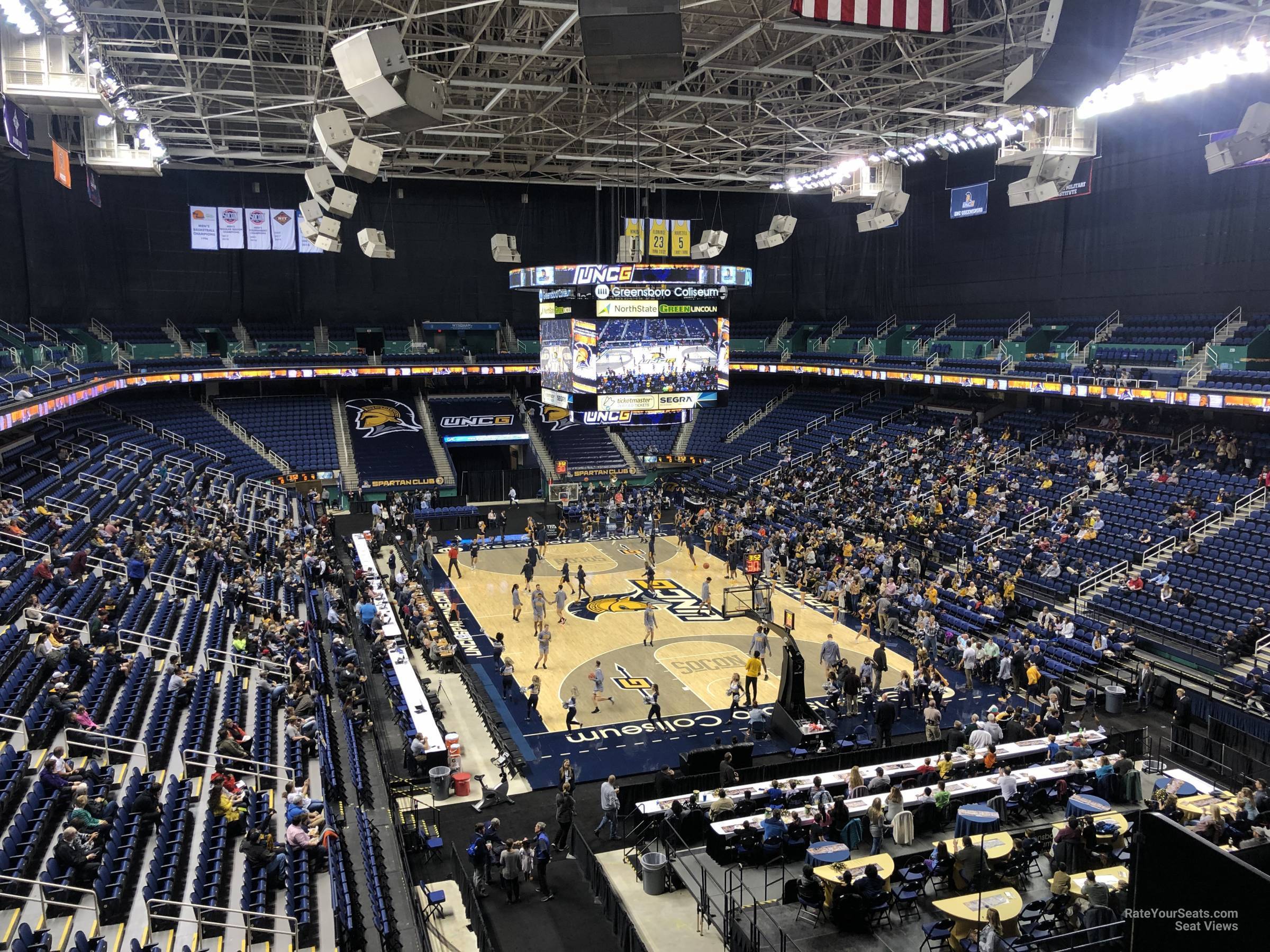 section 219, row e seat view  for basketball - greensboro coliseum