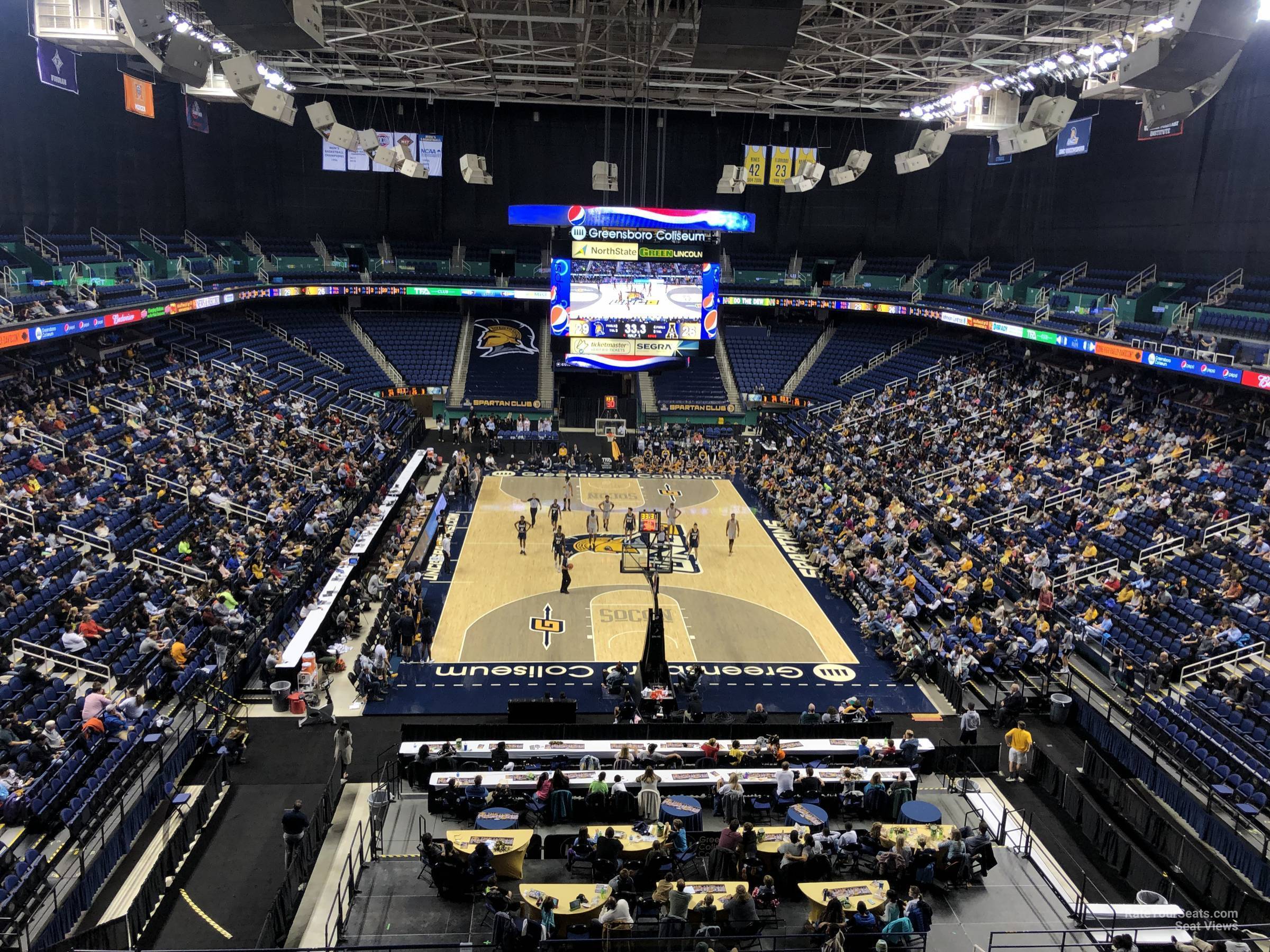 section 221, row b seat view  for basketball - greensboro coliseum