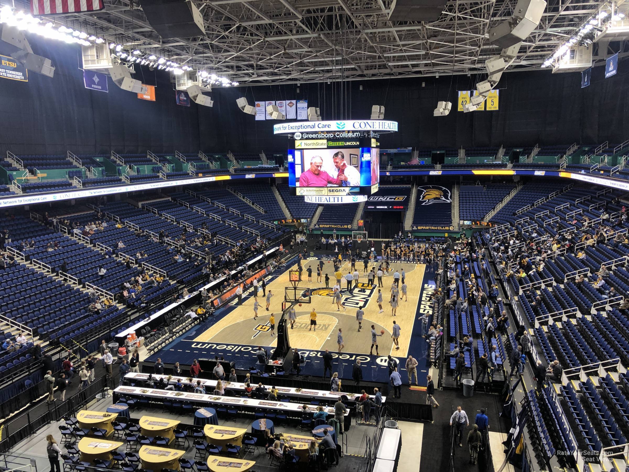 section 222, row e seat view  for basketball - first horizon coliseum