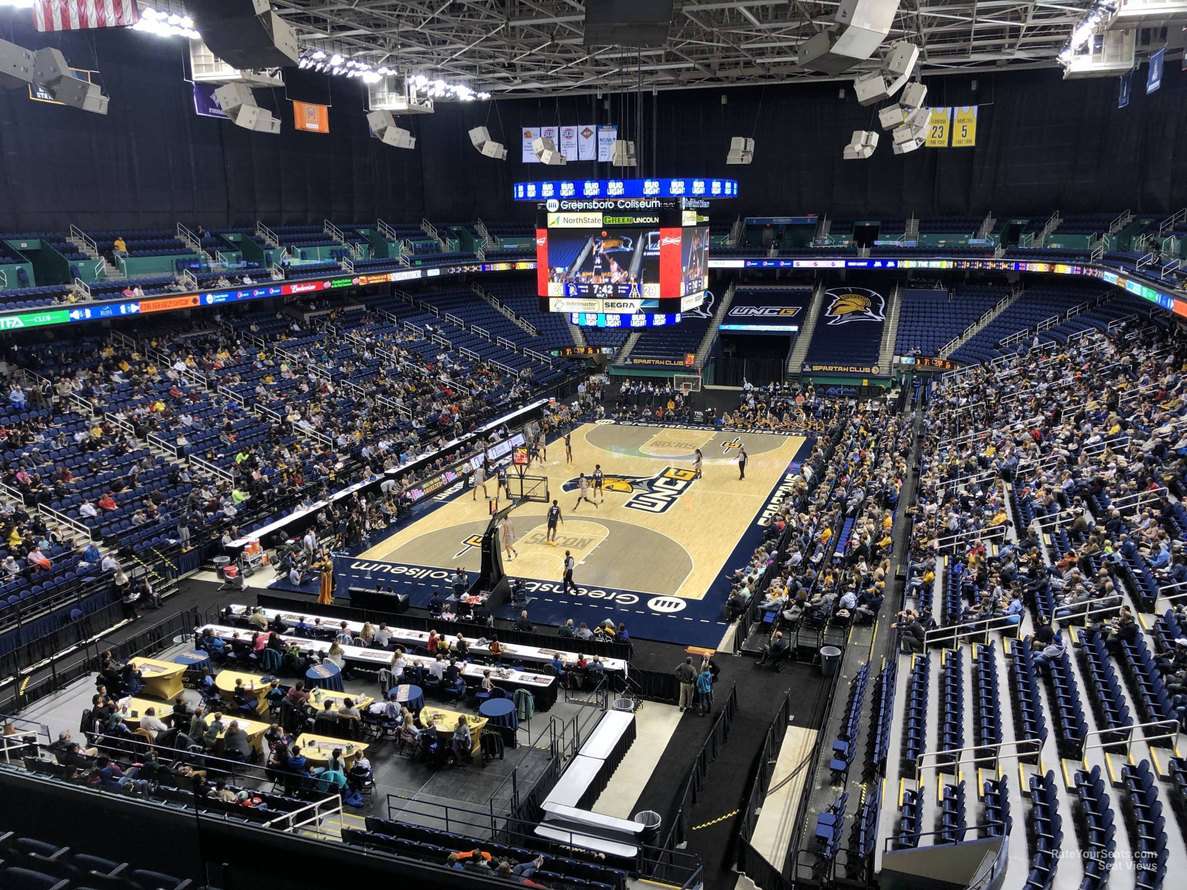 section 223, row g seat view  for basketball - greensboro coliseum