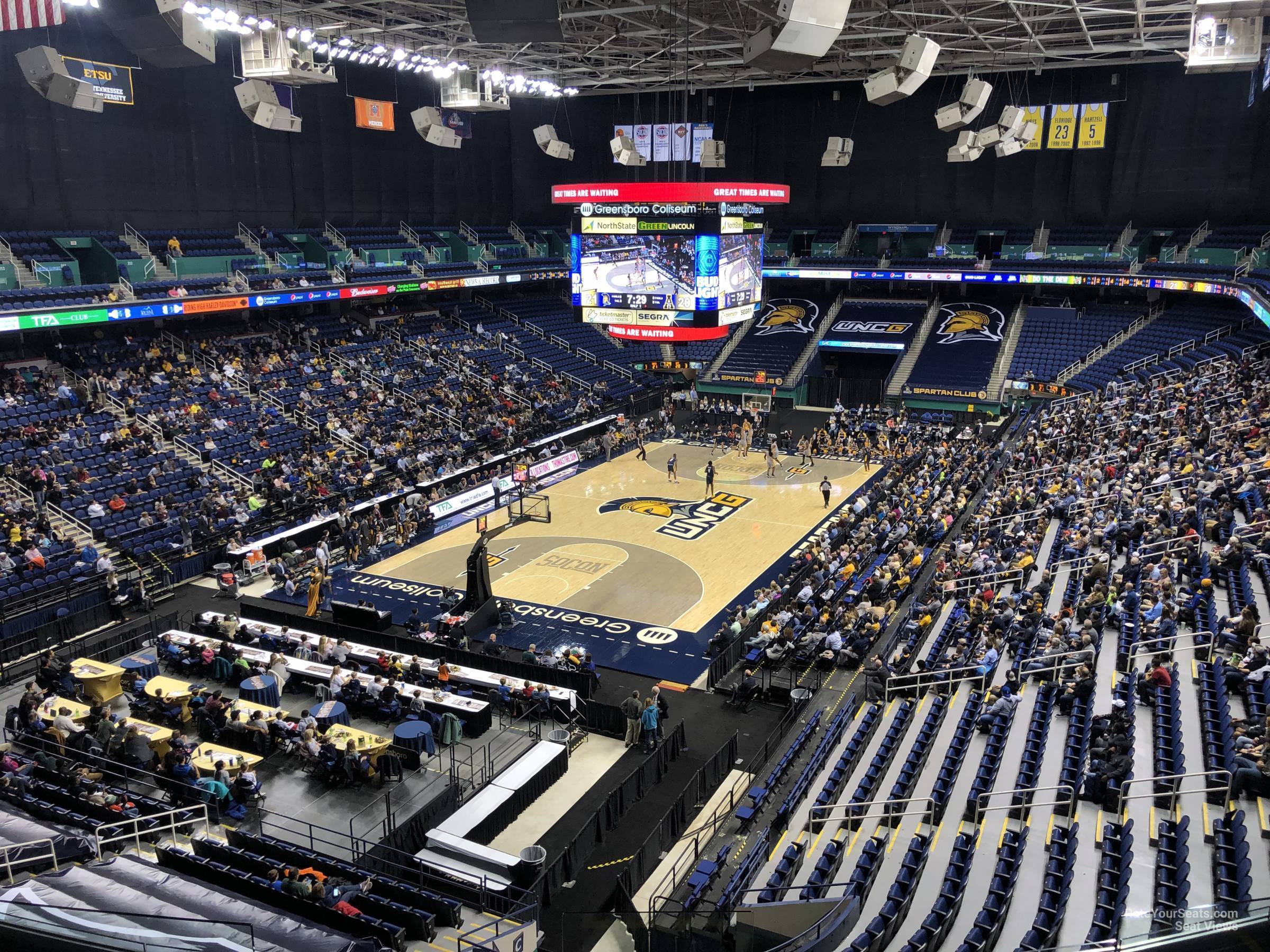 section 224, row g seat view  for basketball - greensboro coliseum