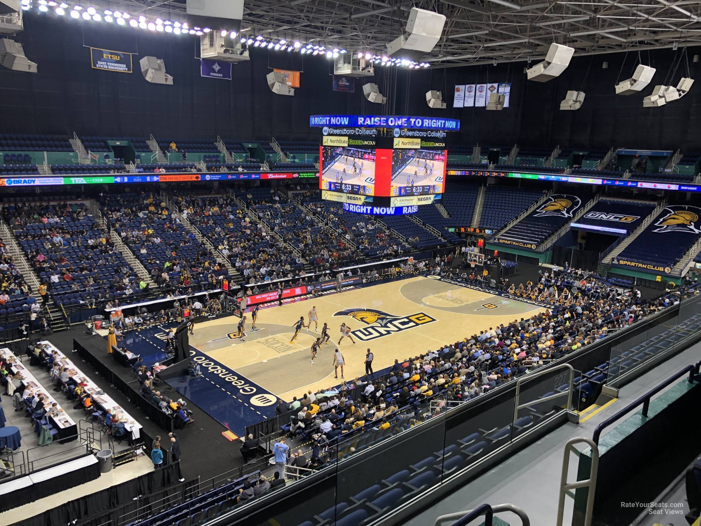 section 227, row g seat view  for basketball - greensboro coliseum