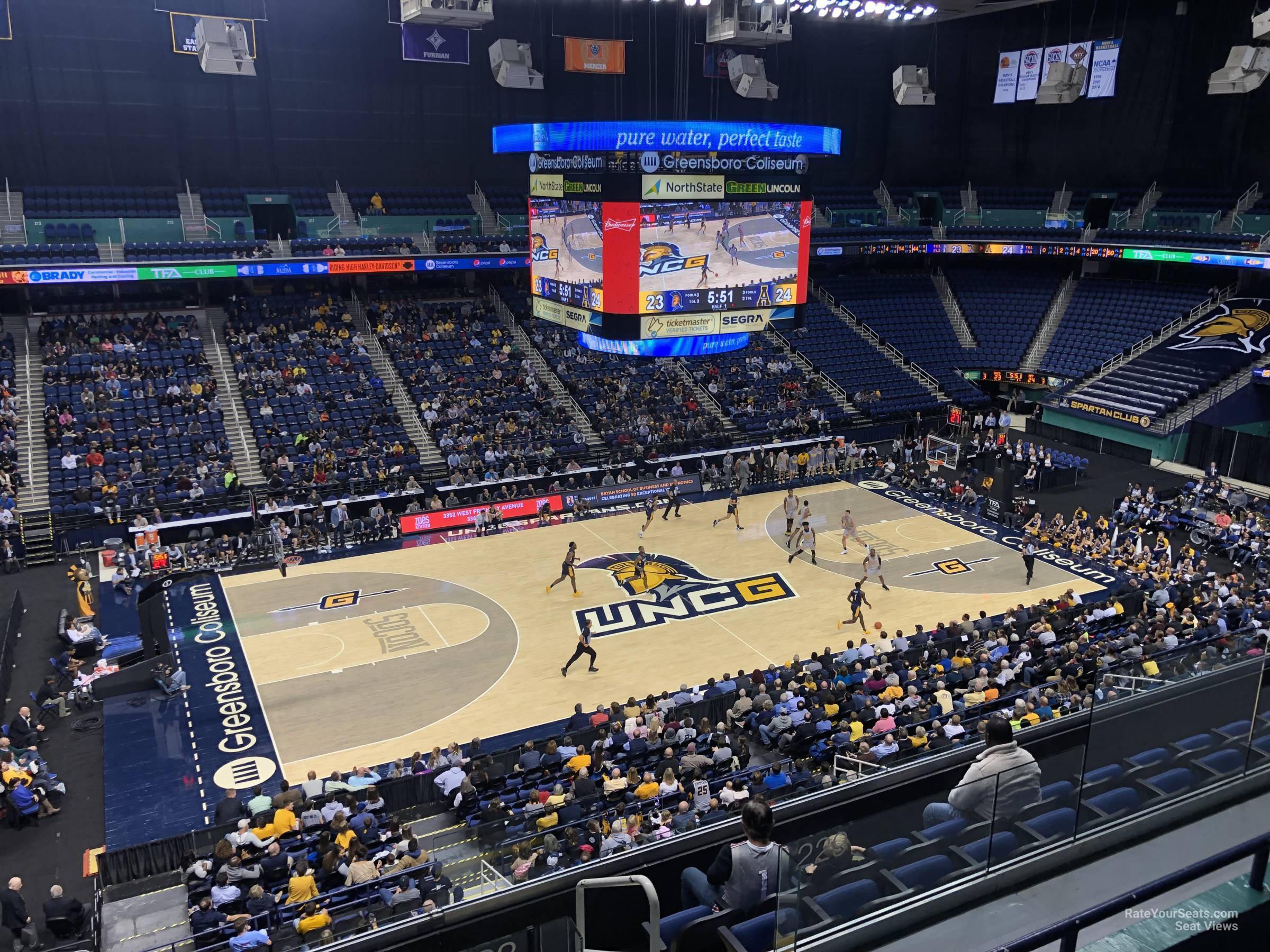 section 229, row g seat view  for basketball - greensboro coliseum
