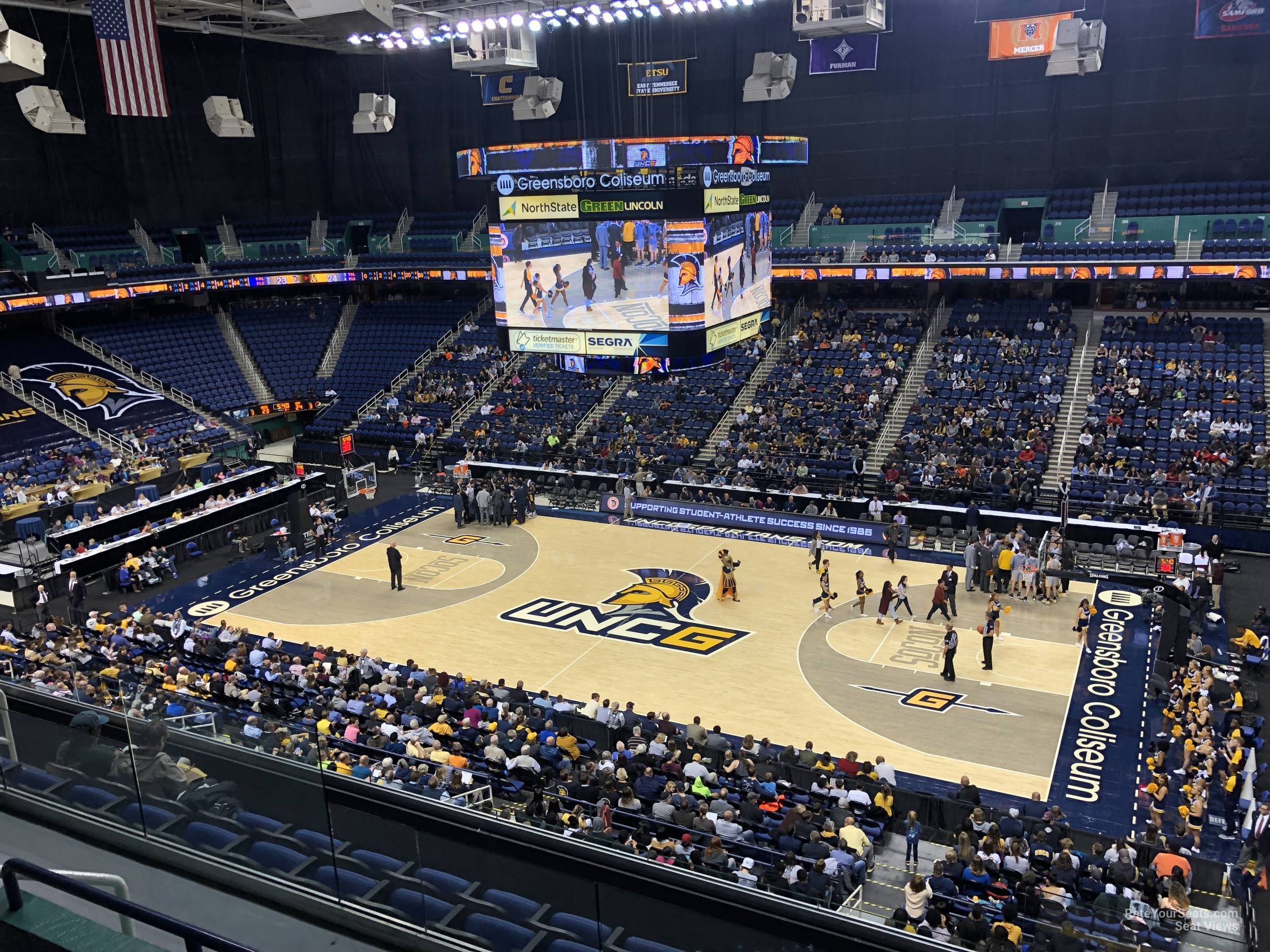 section 233, row g seat view  for basketball - greensboro coliseum