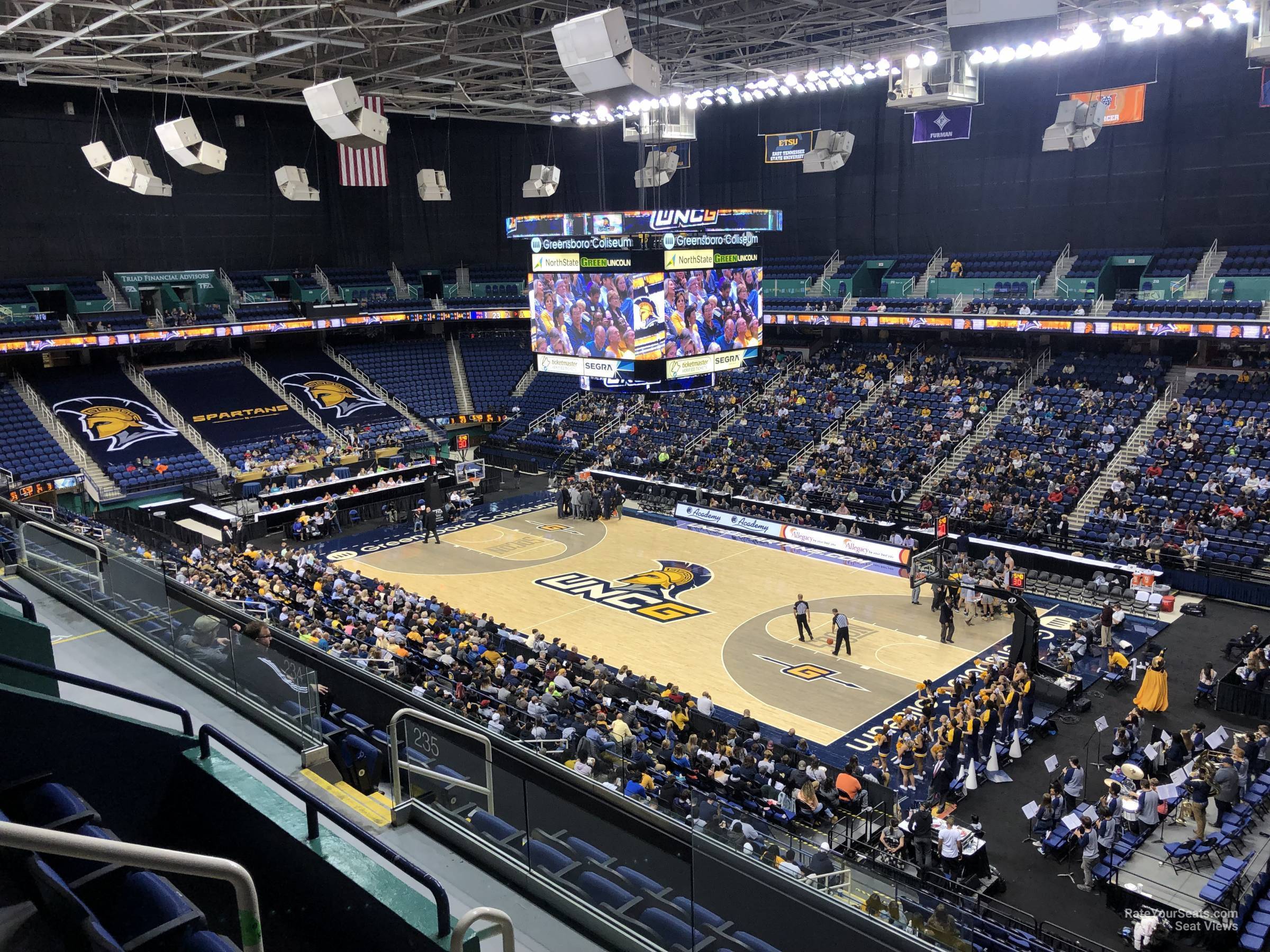 section 235, row g seat view  for basketball - greensboro coliseum