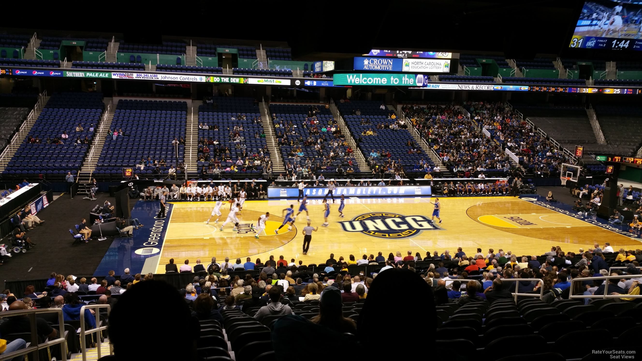 section 124, row nn seat view  for basketball - greensboro coliseum