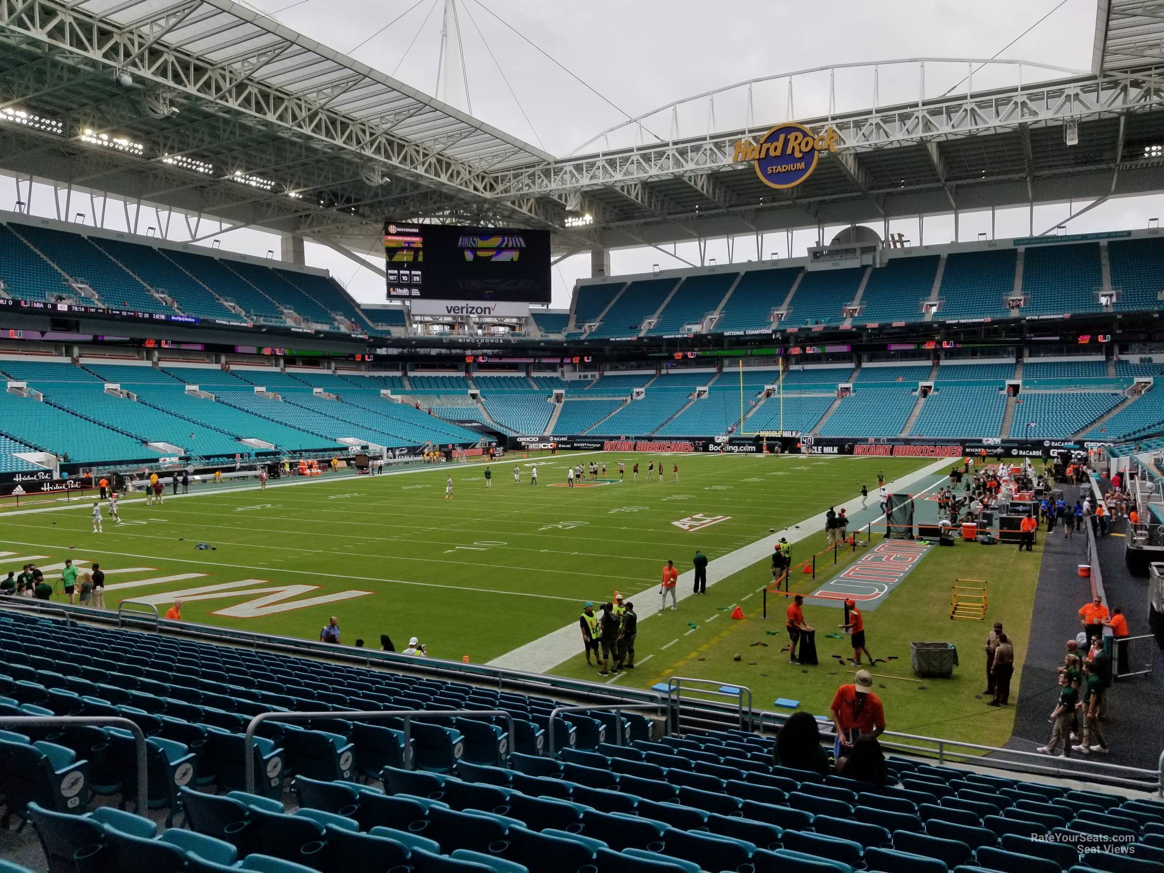 section 101, row 17 seat view for football - hard rock stadium