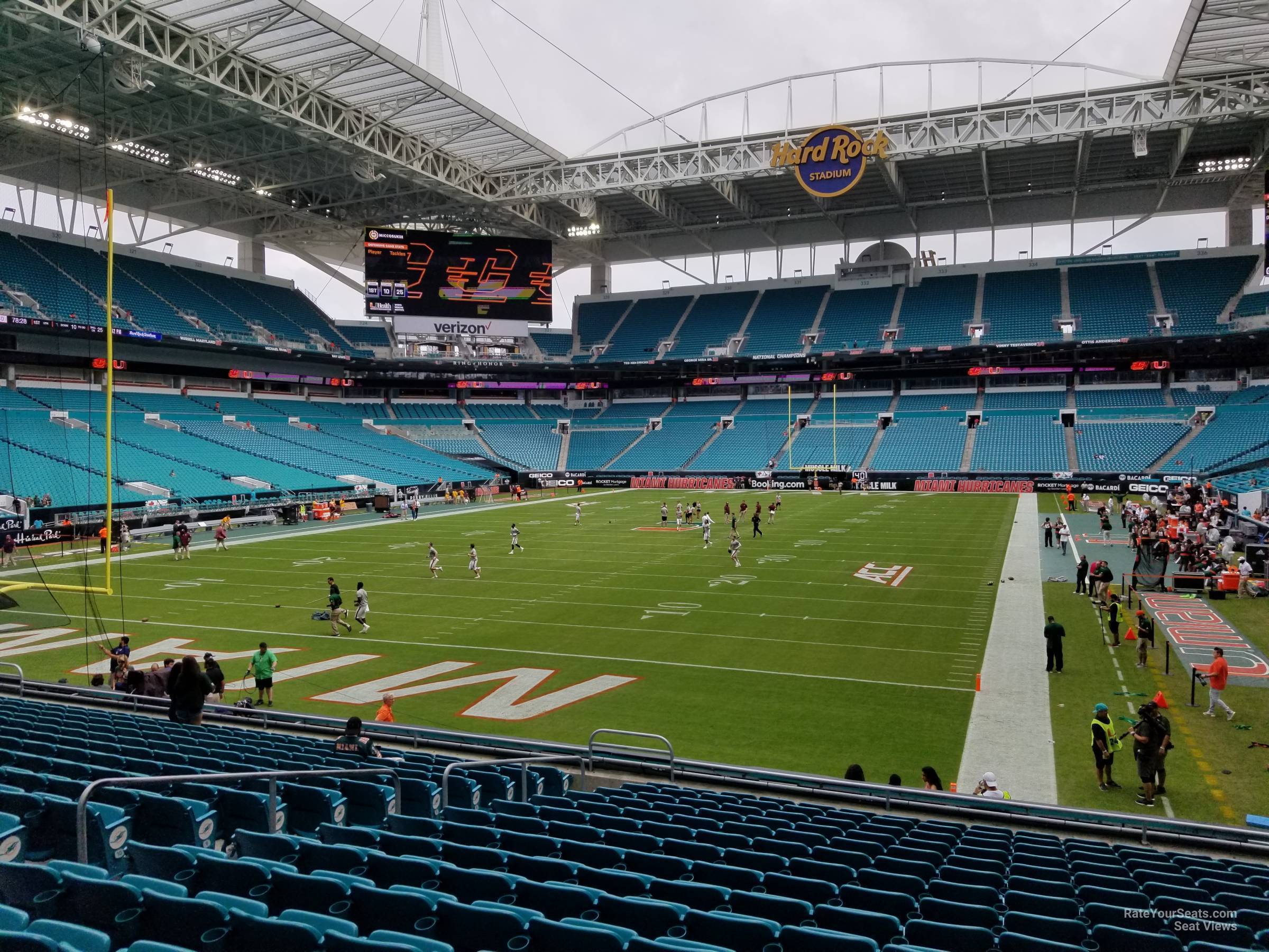 section 102, row 17 seat view for football - hard rock stadium