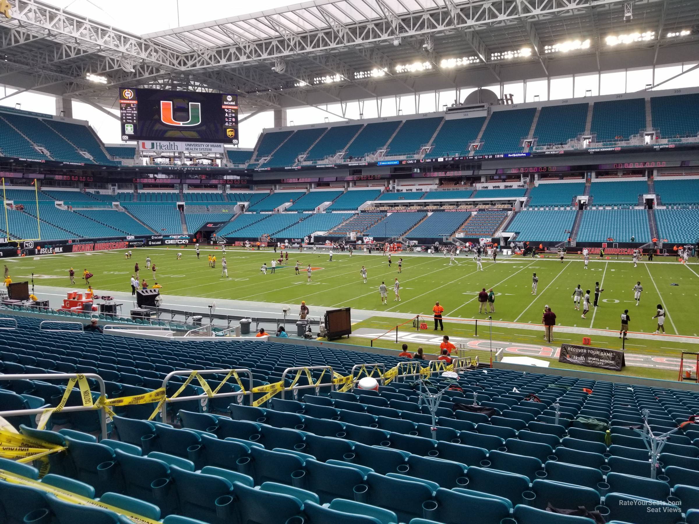 section 115, row 24 seat view for football - hard rock stadium