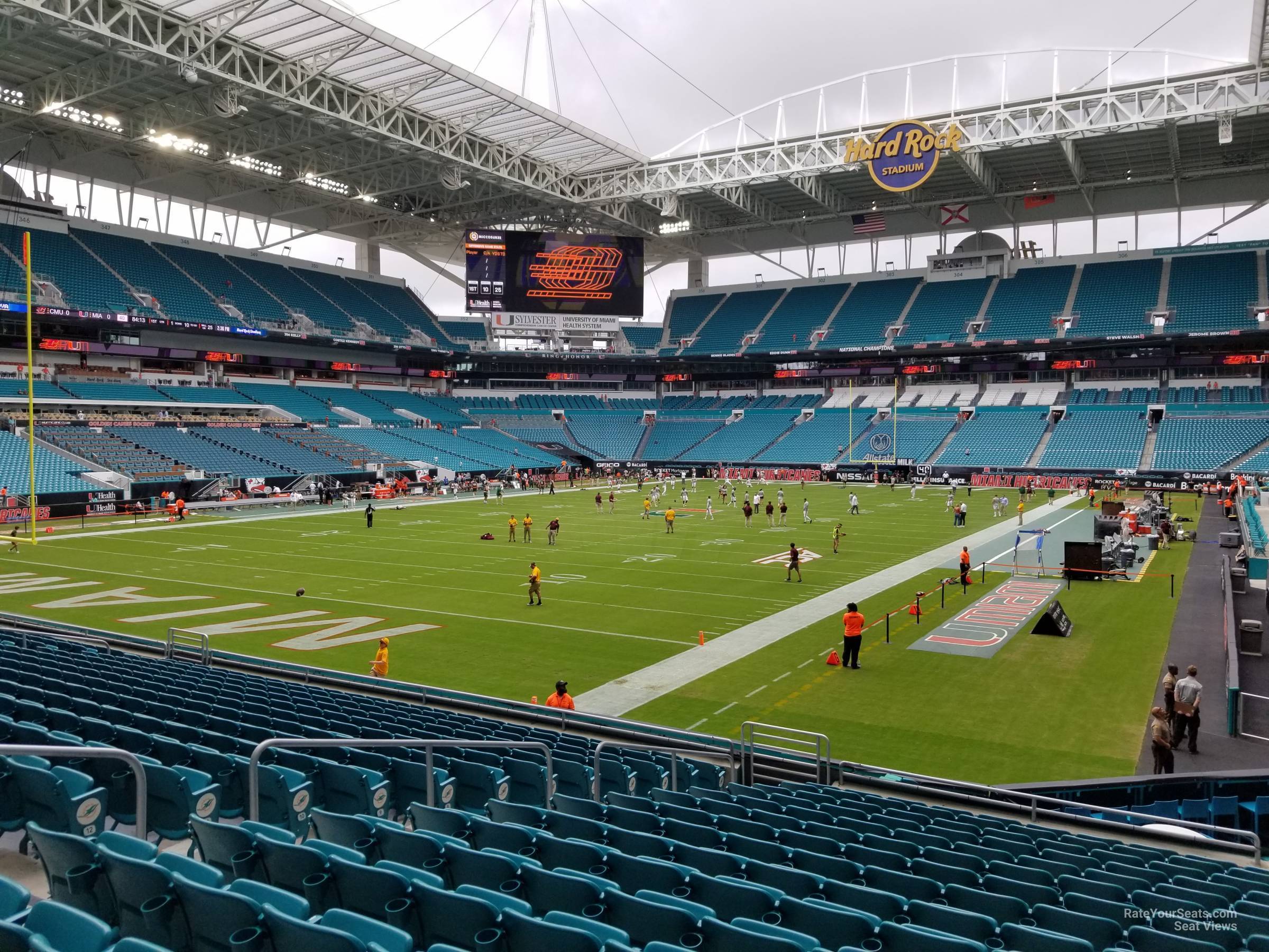 section 129, row 17 seat view for football - hard rock stadium