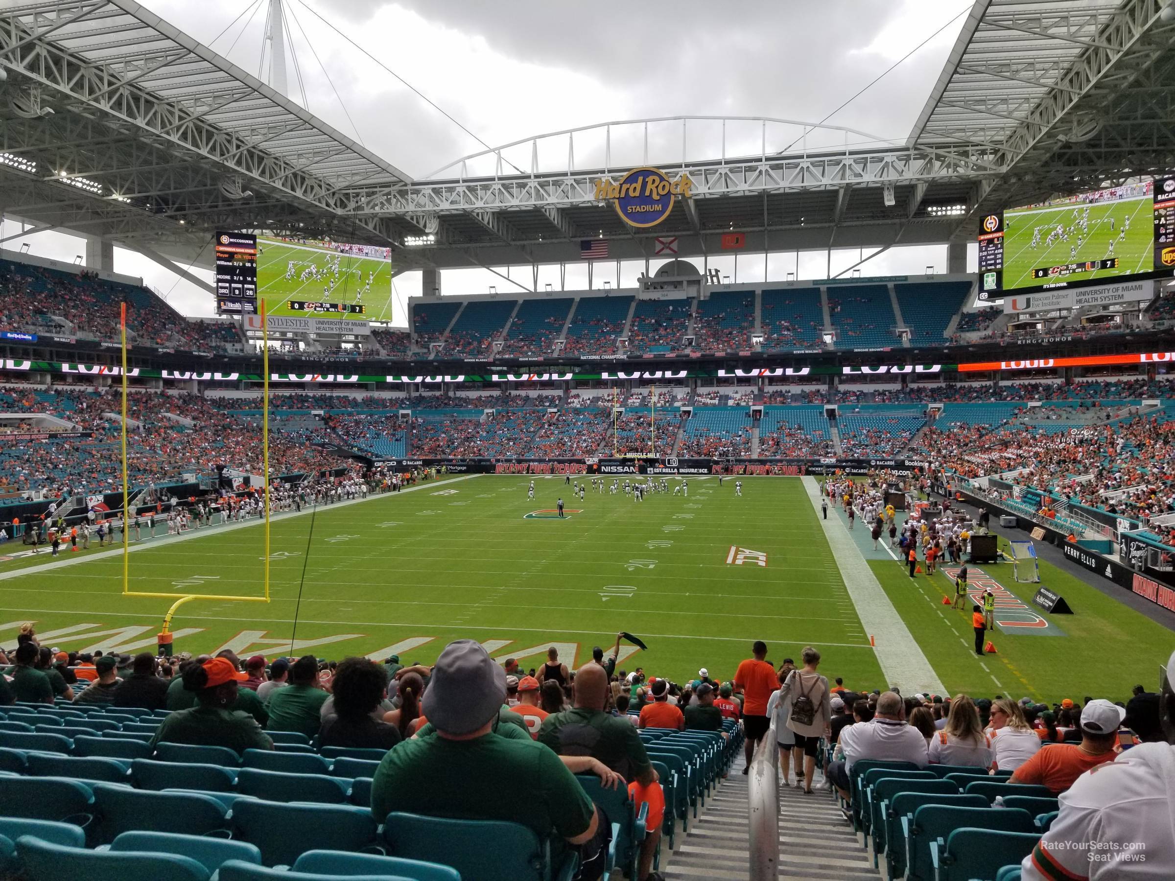 section 130, row 28 seat view  for football - hard rock stadium