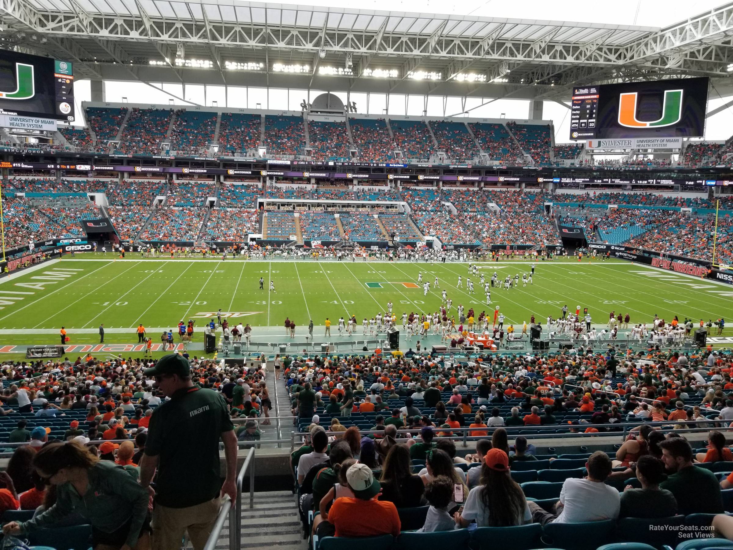 section 219, row 10 seat view  for football - hard rock stadium