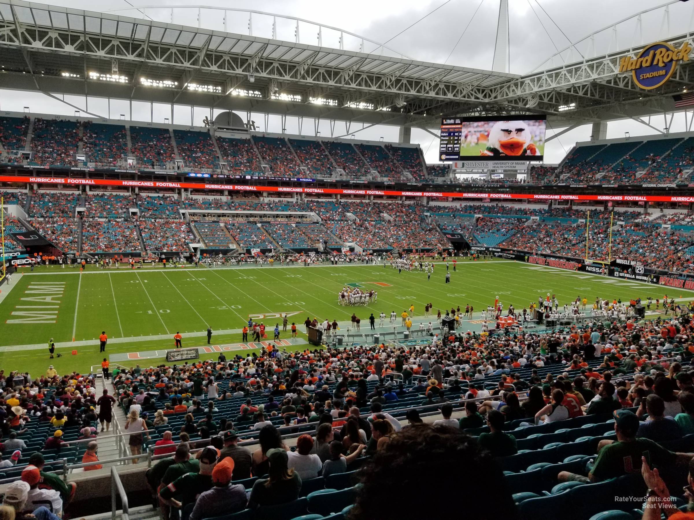 section 222, row 10 seat view  for football - hard rock stadium