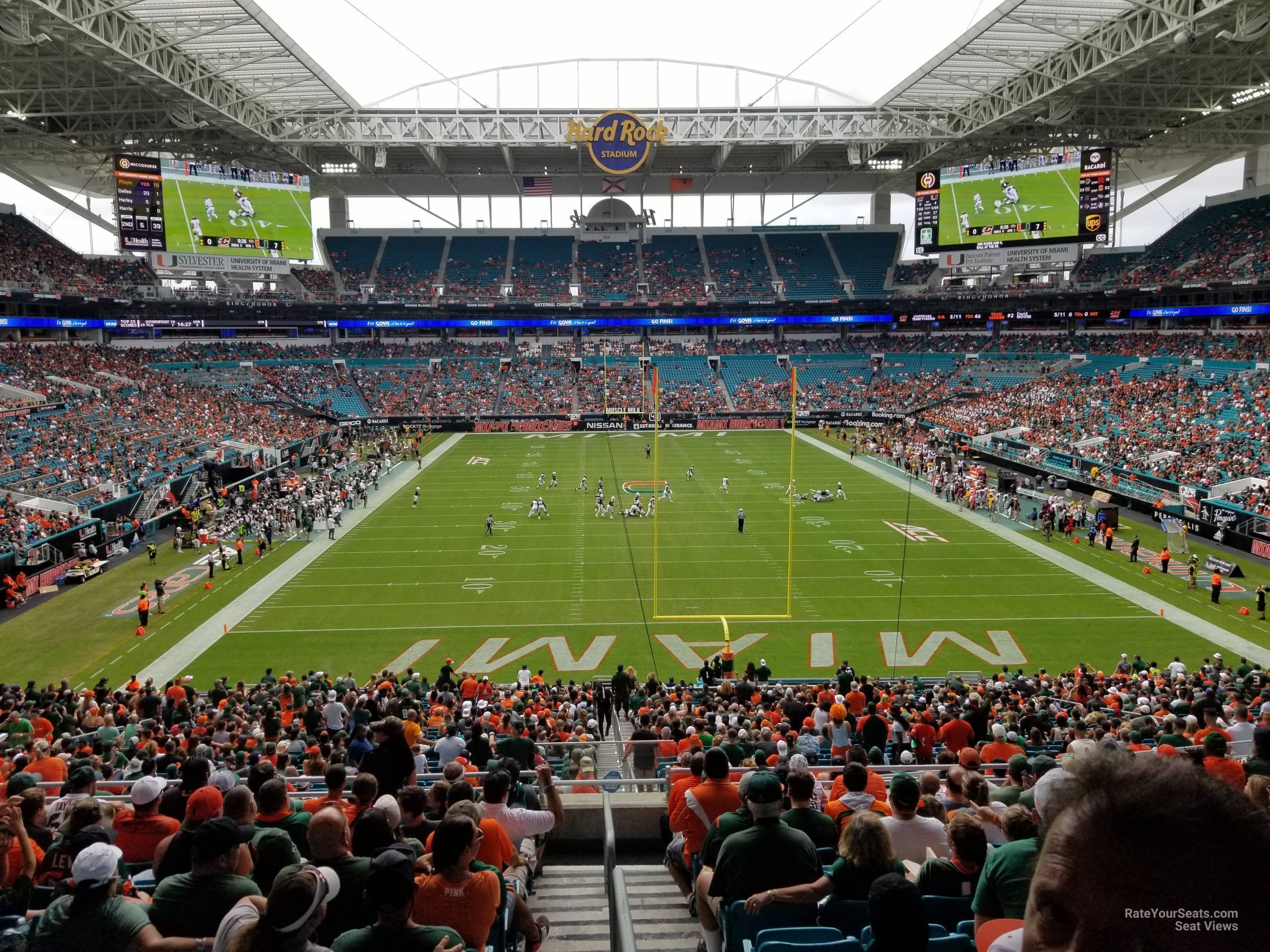 section 233, row 10 seat view  for football - hard rock stadium