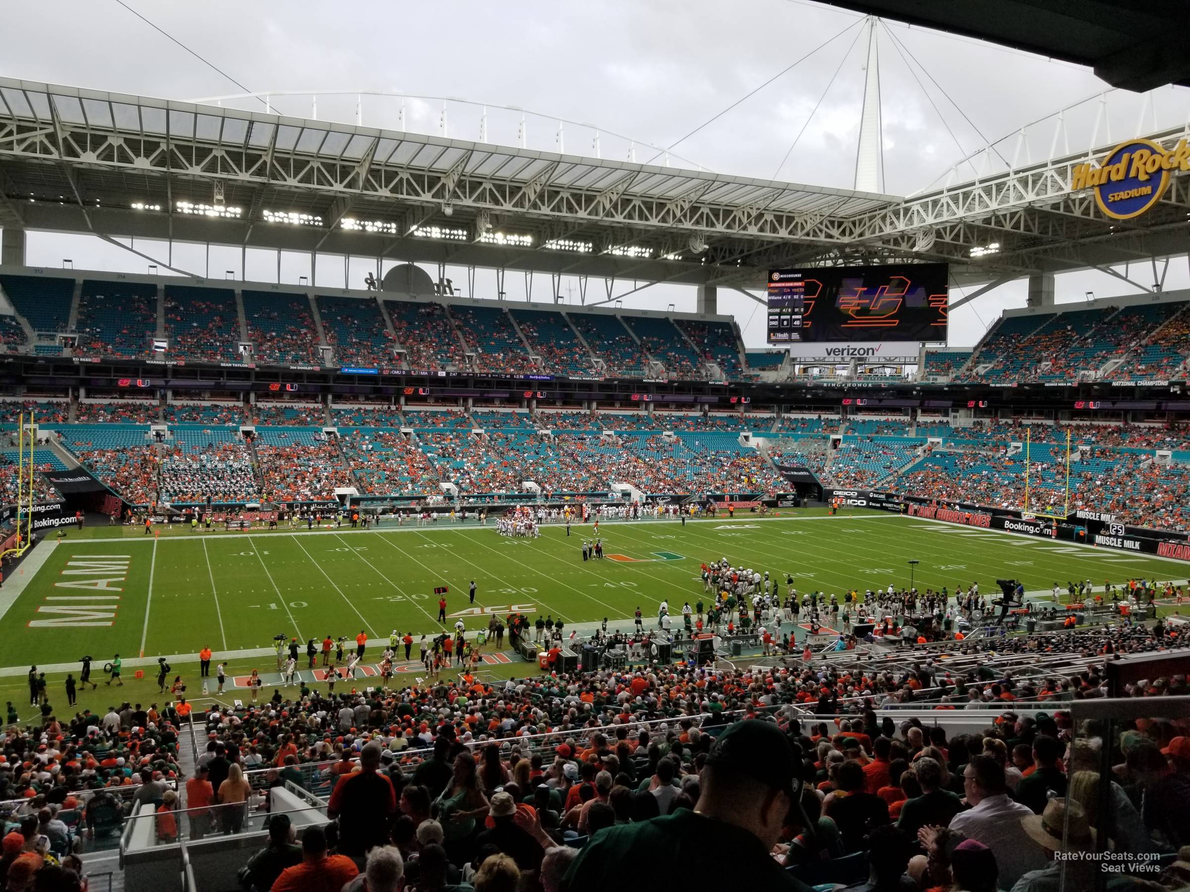 section 250, row 19 seat view for football - hard rock stadium