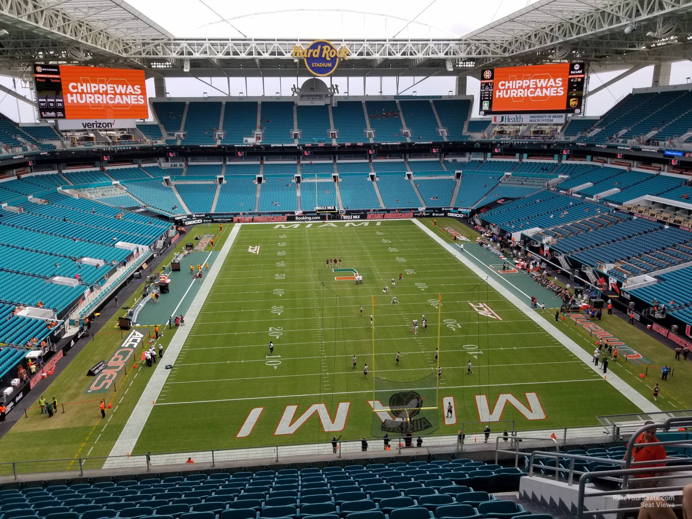 section 305, row 15 seat view for football - hard rock stadium