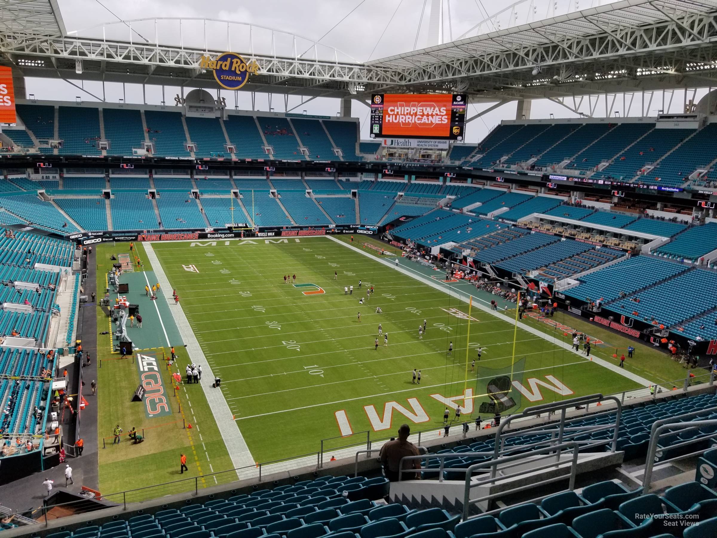 section 307, row 15 seat view for football - hard rock stadium