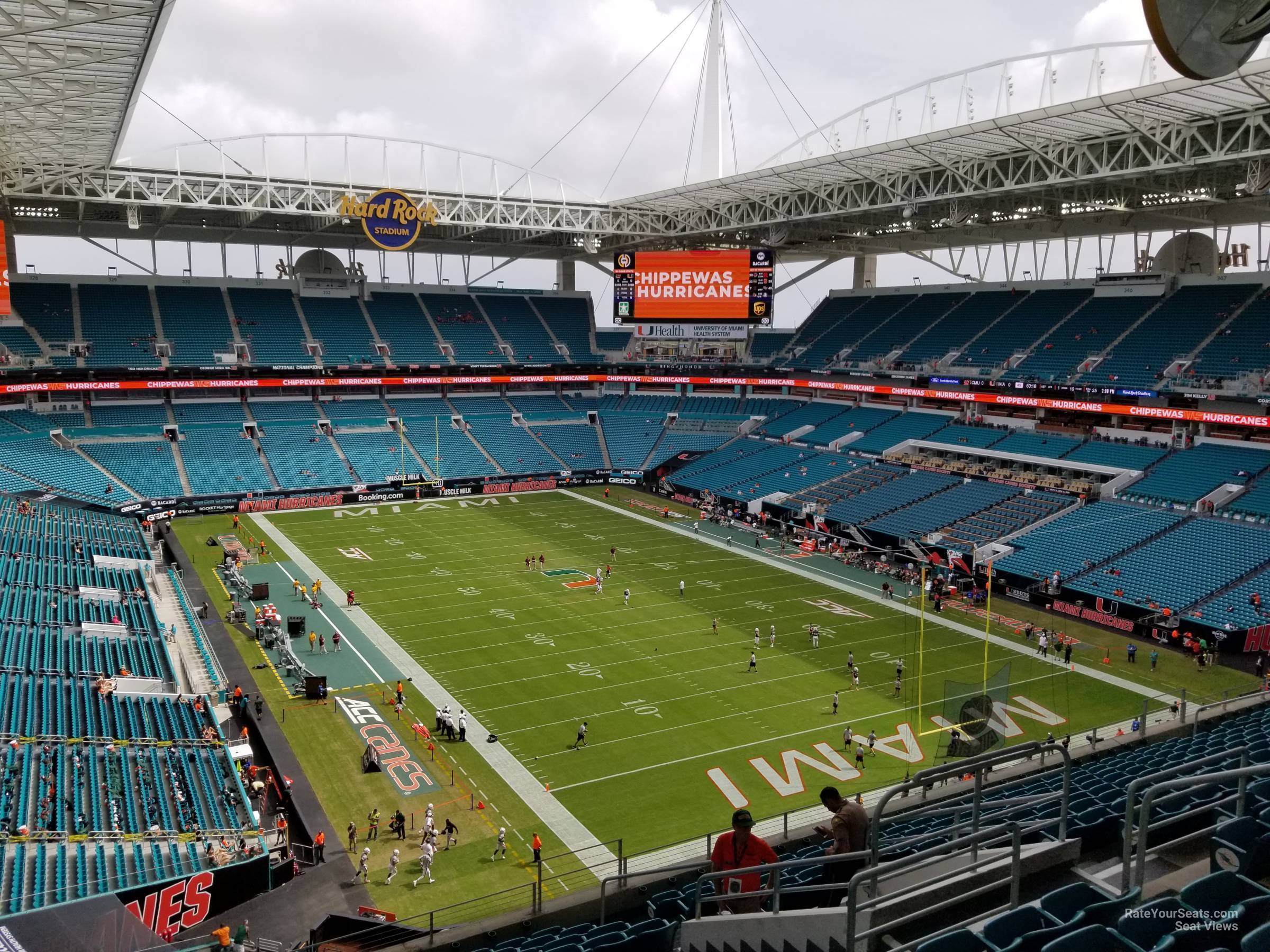 section 308, row 15 seat view for football - hard rock stadium