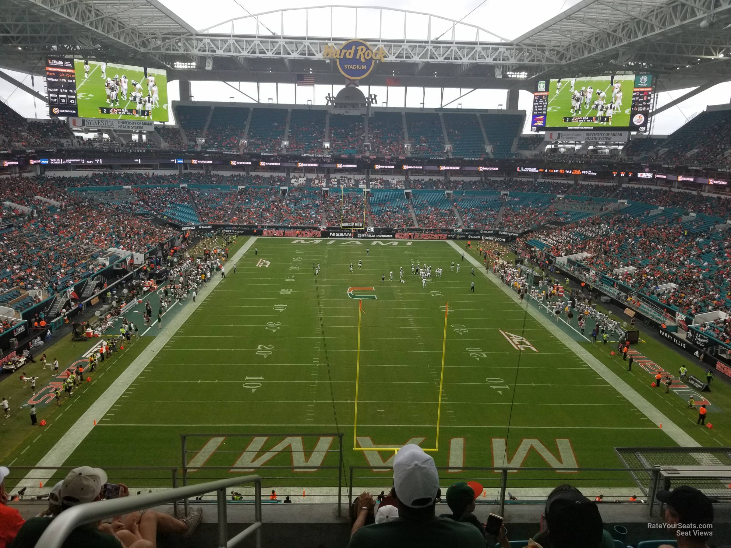section 332, row 5 seat view  for football - hard rock stadium