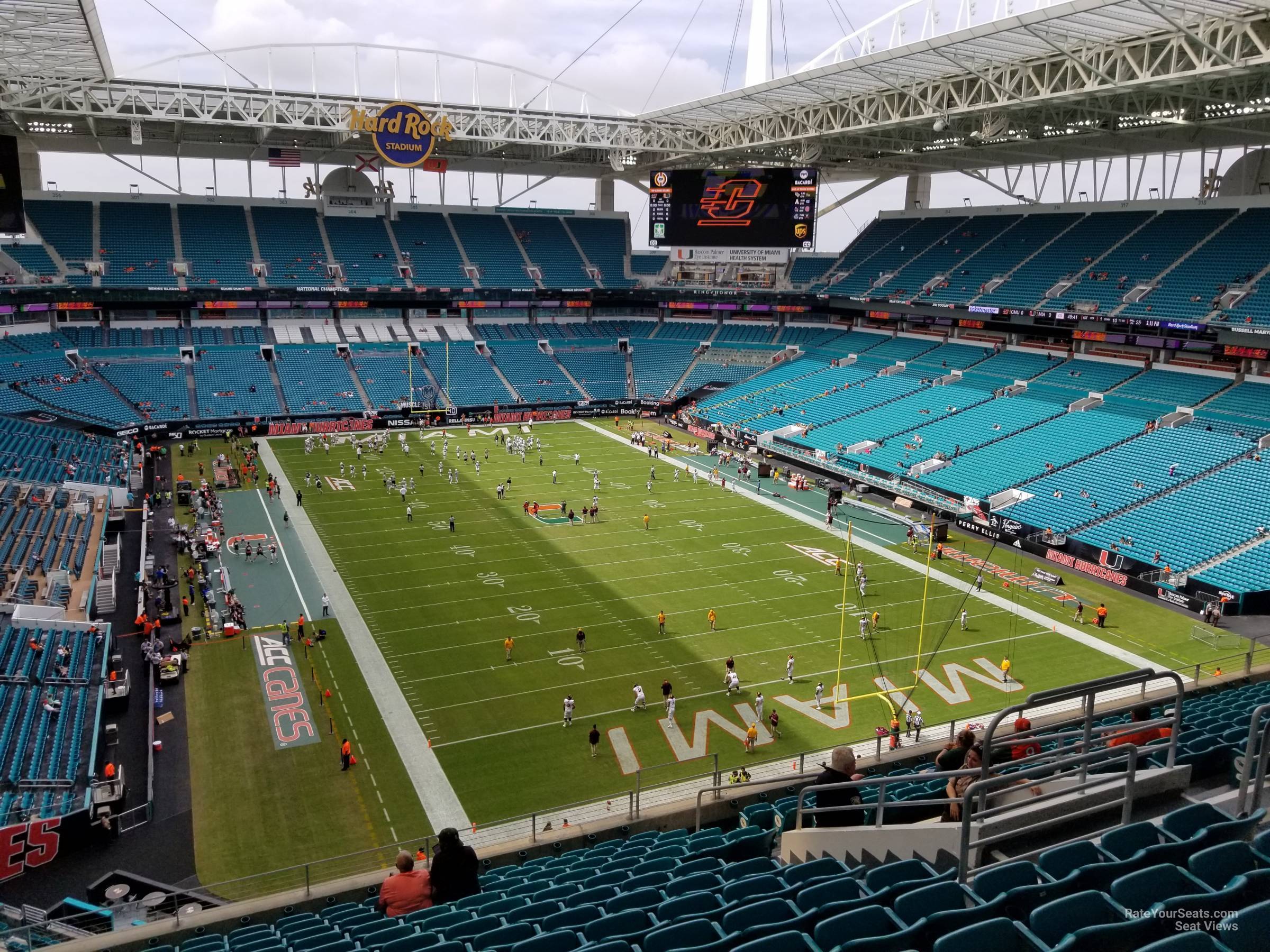 section 335, row 15 seat view for football - hard rock stadium